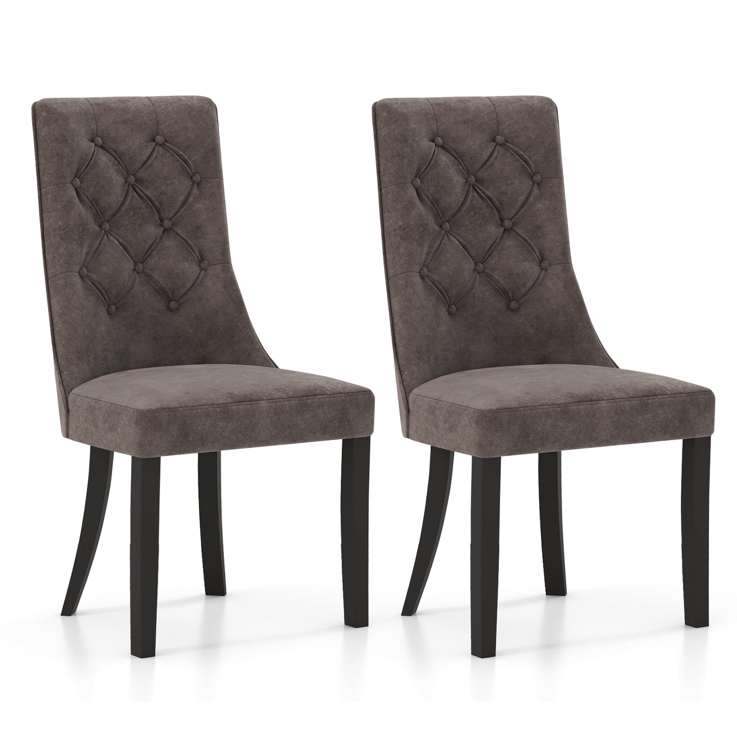 Tufted Dining Chairs Set of 2 with High Backrest