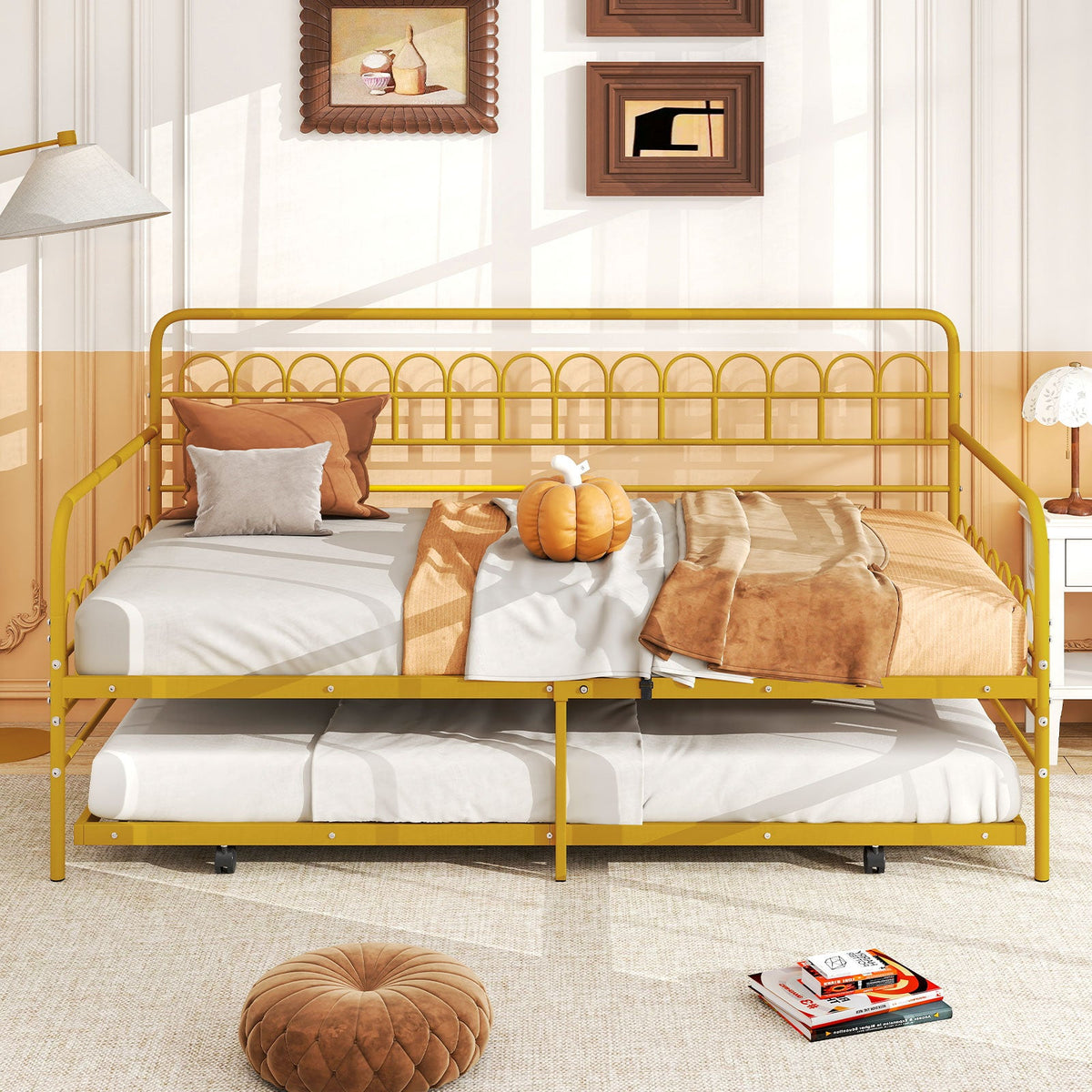 Twin Daybed with Curved Backrest and Armrests