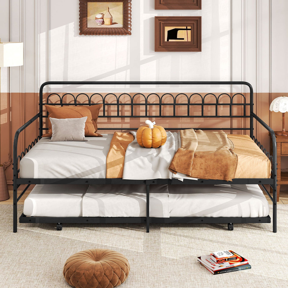 Twin Daybed with Curved Backrest and Armrests