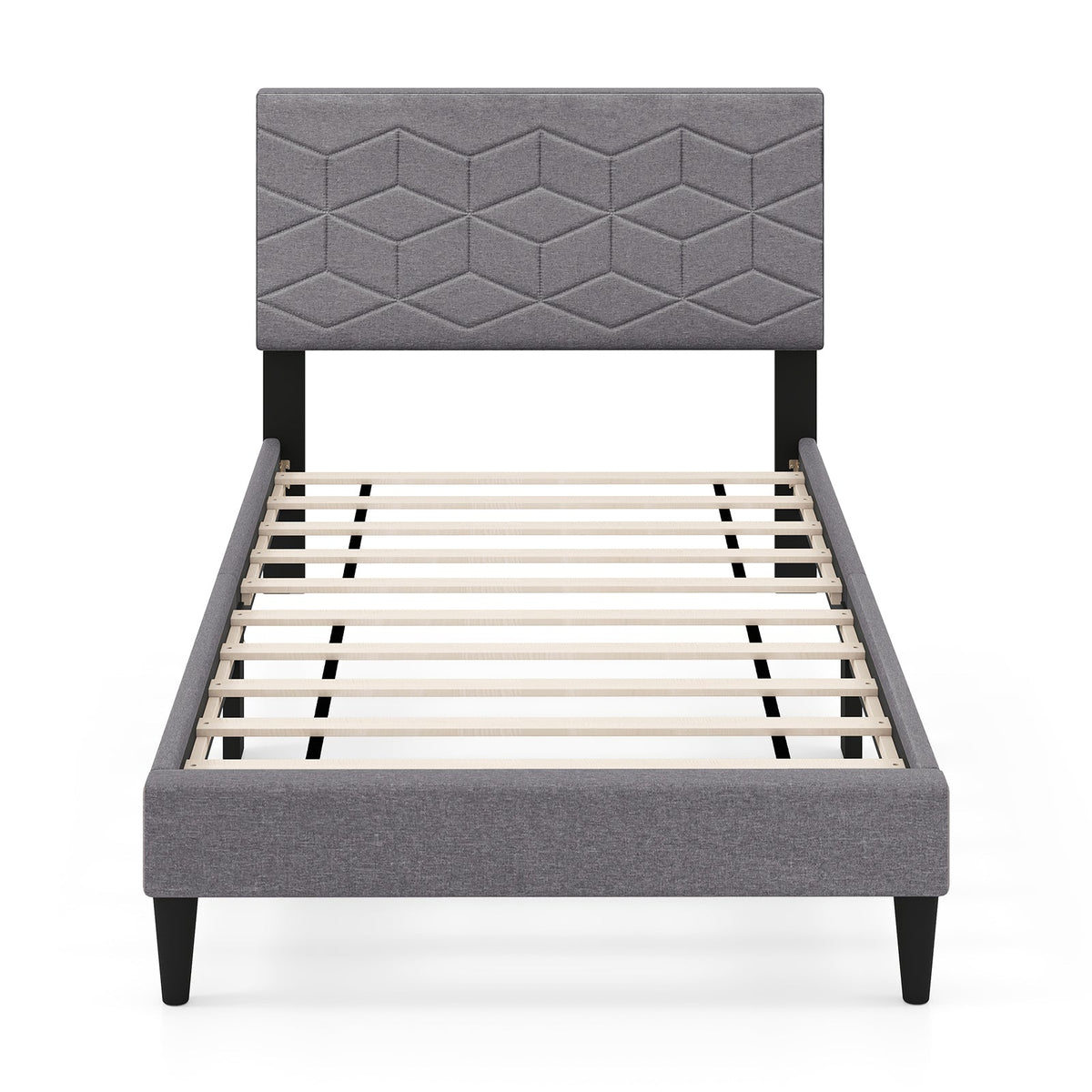 Twin/Full/Queen Size Bed Frame Modern Platform Bed with Linen Fabric Upholstered Headboard