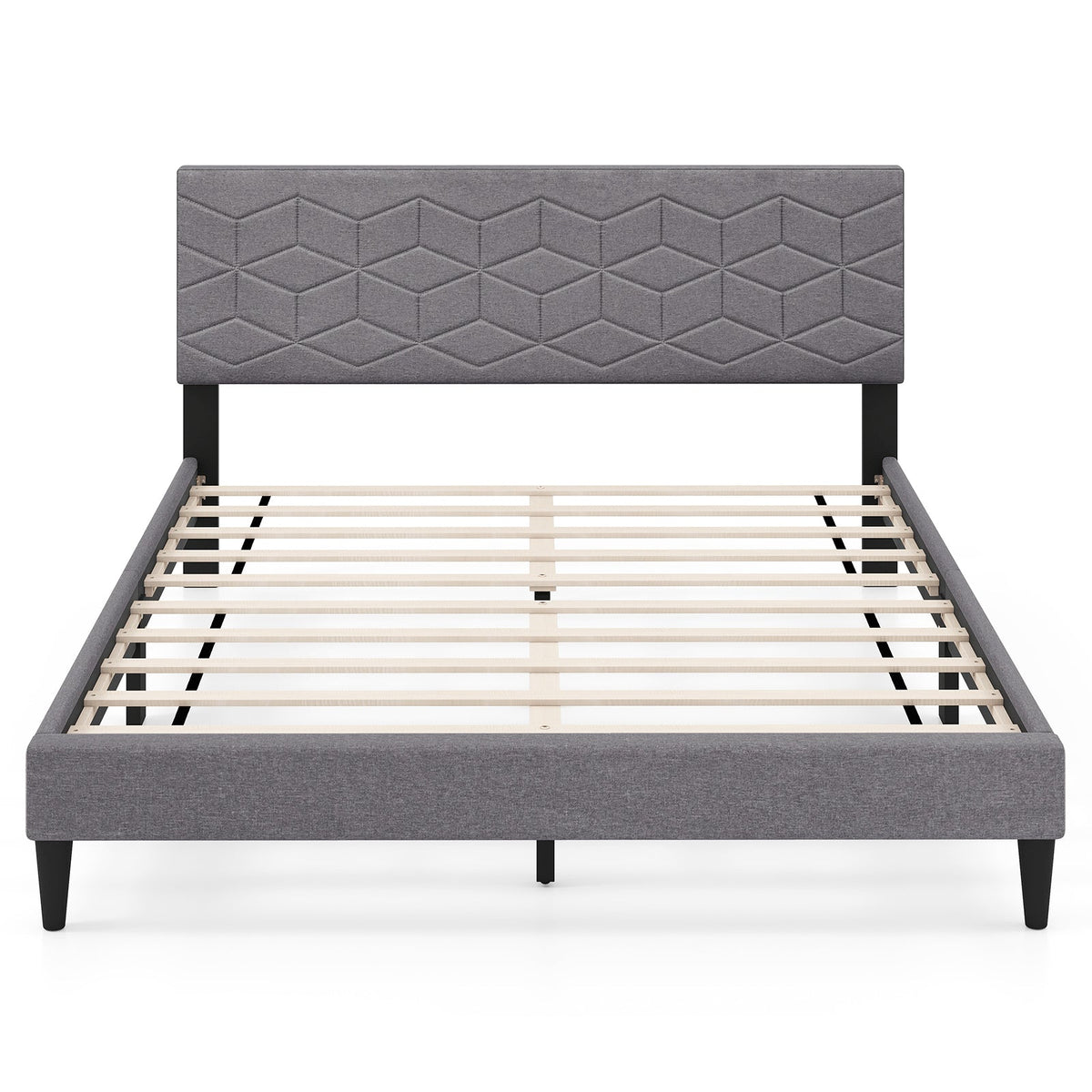 Twin/Full/Queen Size Bed Frame Modern Platform Bed with Linen Fabric Upholstered Headboard