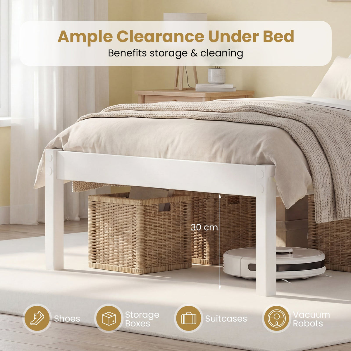 Twin/Full/Queen Size Sturdy Wooden Bed Frame with Headboard and Slat Support