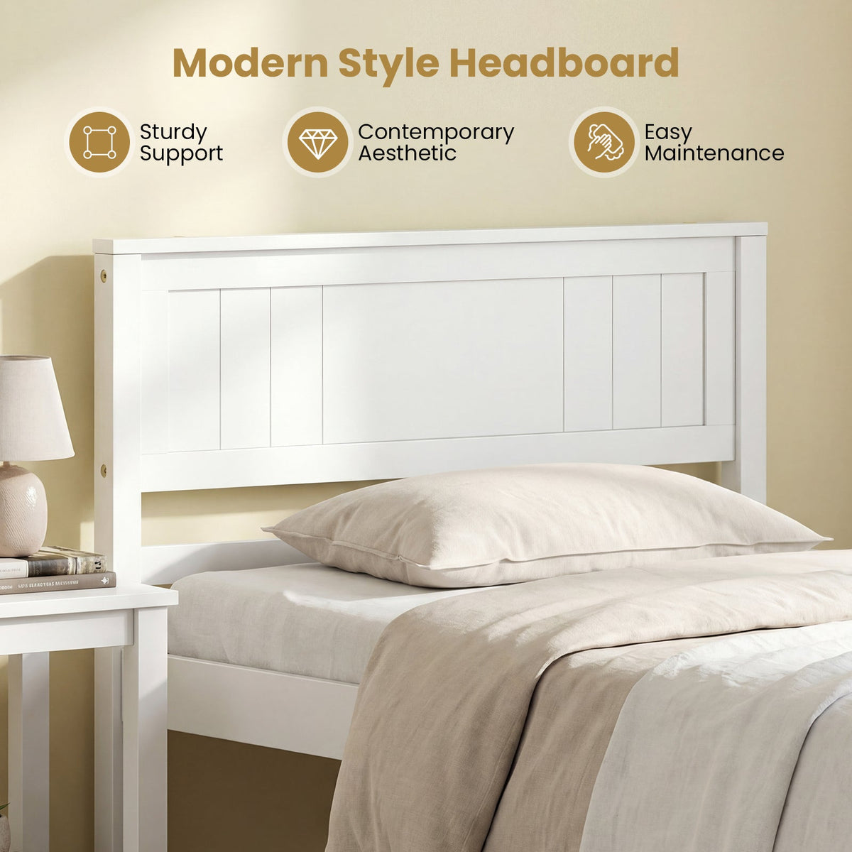 Twin/Full/Queen Size Sturdy Wooden Bed Frame with Headboard and Slat Support