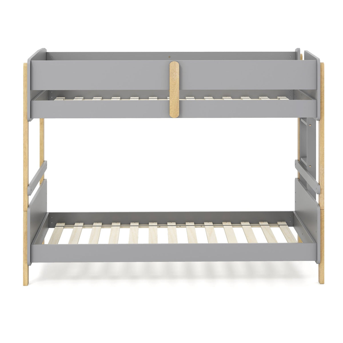 Twin Over Twin Bunk Bed with Convertible Design and Ladder