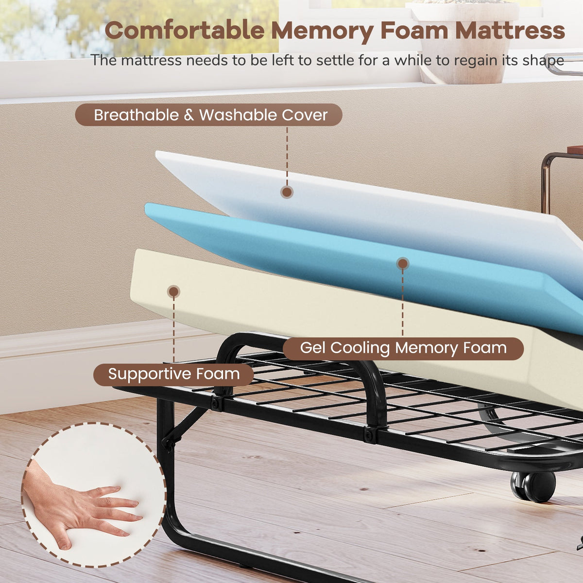 „ÄêFree $29 Pillow with Bed Purchase„ÄëTwin Size Folding Bed with 5 Inch Mattress