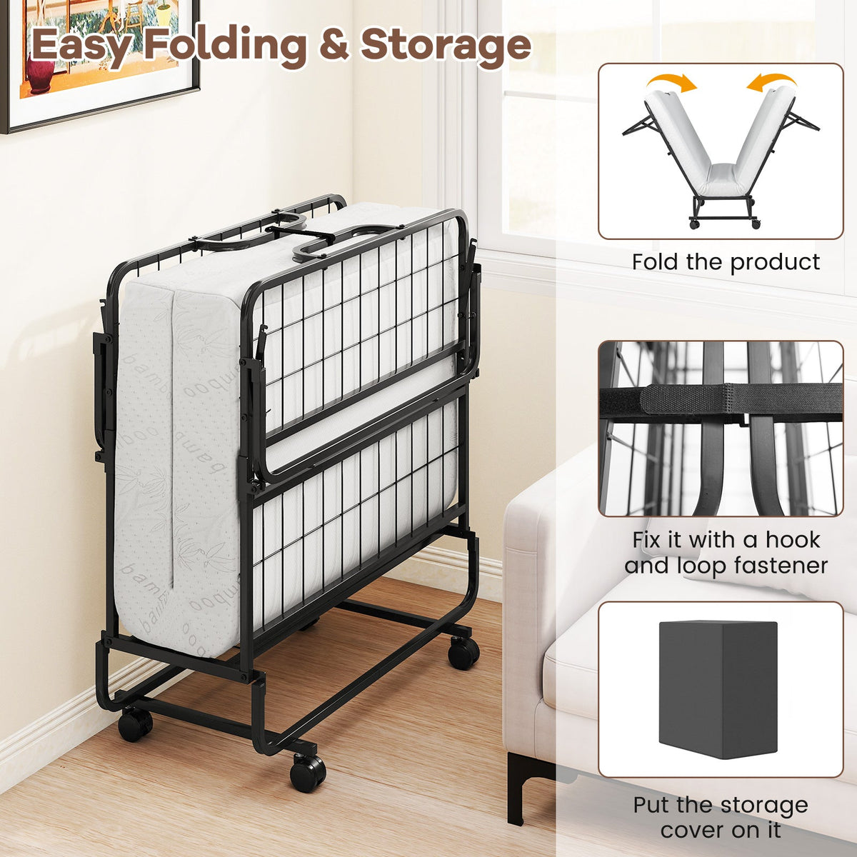 „ÄêFree $29 Pillow with Bed Purchase„ÄëTwin Size Folding Bed with 5 Inch Mattress