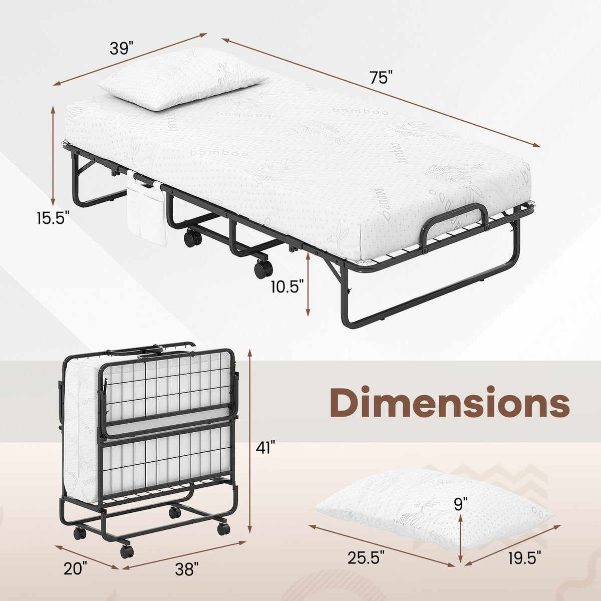 „ÄêFree $29 Pillow with Bed Purchase„ÄëTwin Size Folding Bed with 5 Inch Mattress