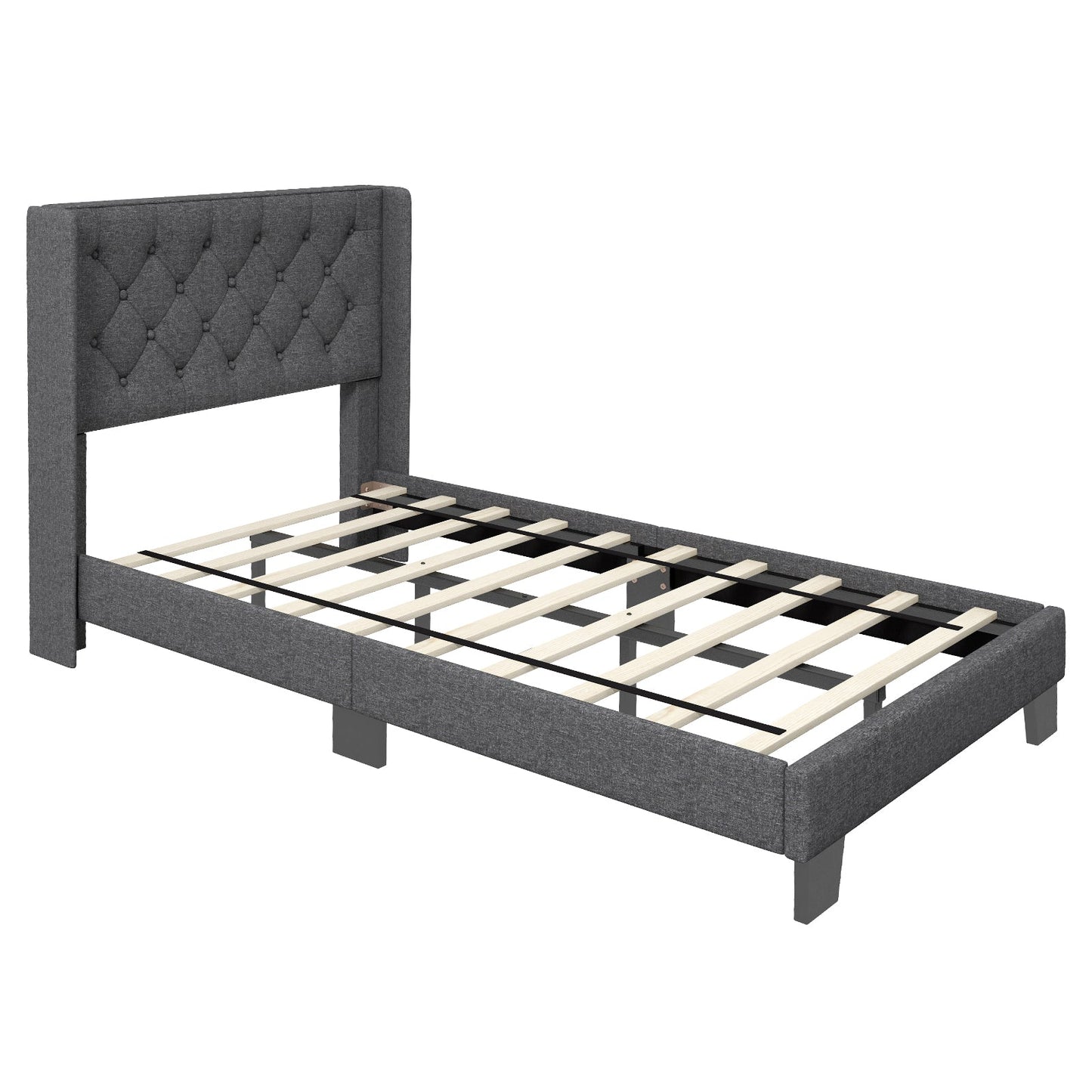 Twin/Full/Queen Size Upholstered Platform Bed with Button Tufted Headboard