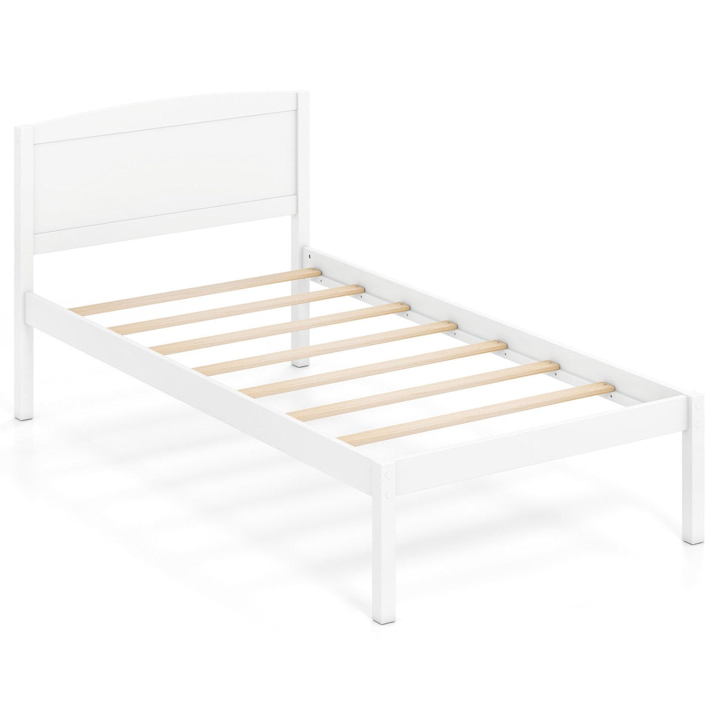 Twin Platform Bed Frame with Curved Headboard