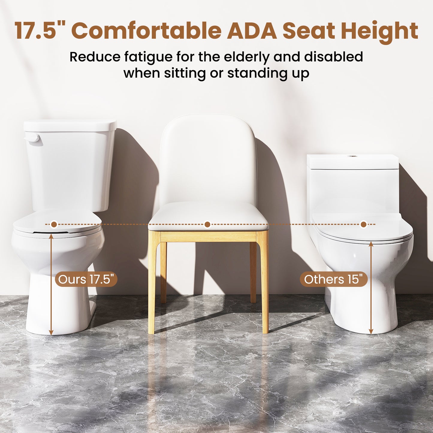 Round Toilet with ADA Comfort Height Seat - 17.5 Inch