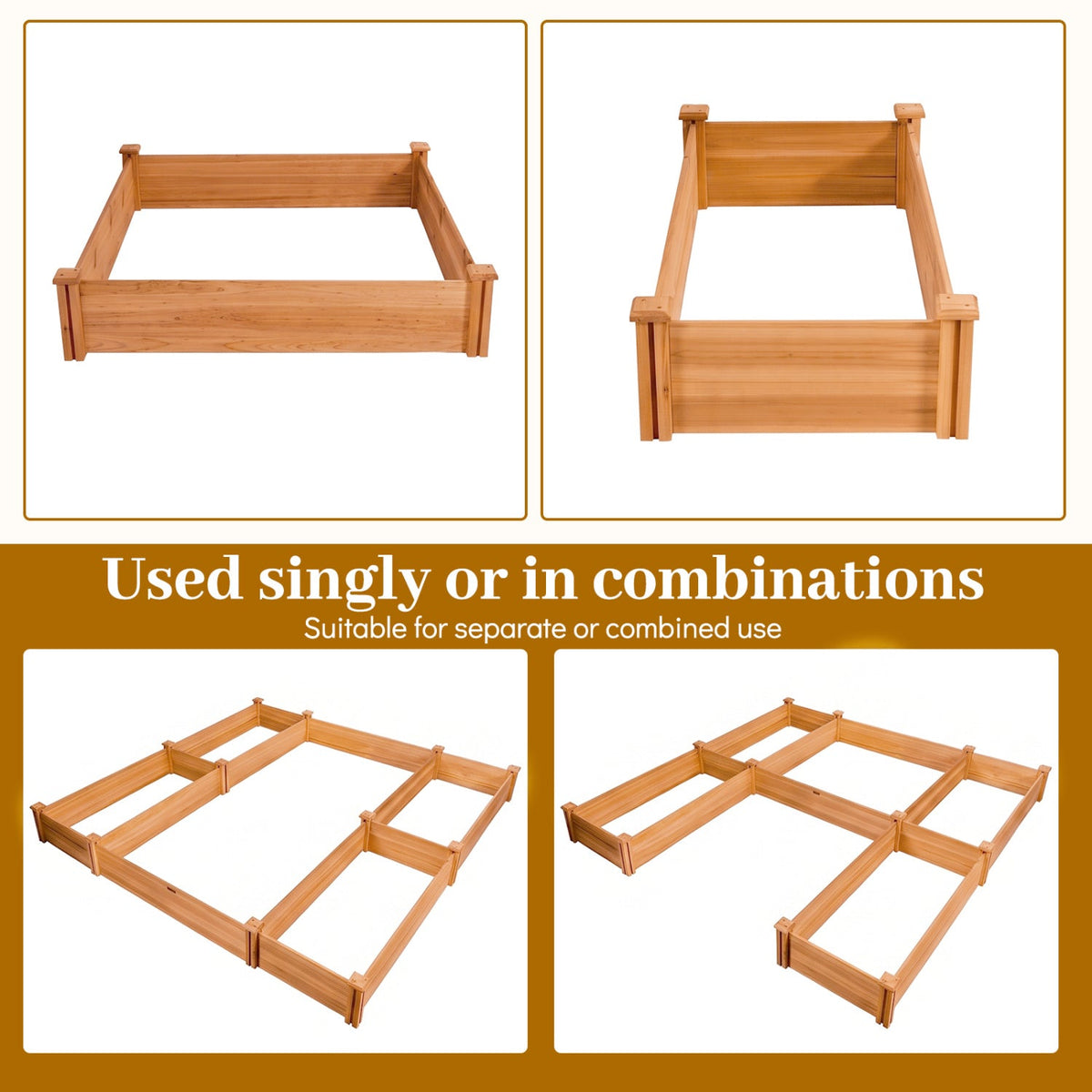 U-Shaped Wooden Raised Garden Bed - 5 Modular Planter Boxes