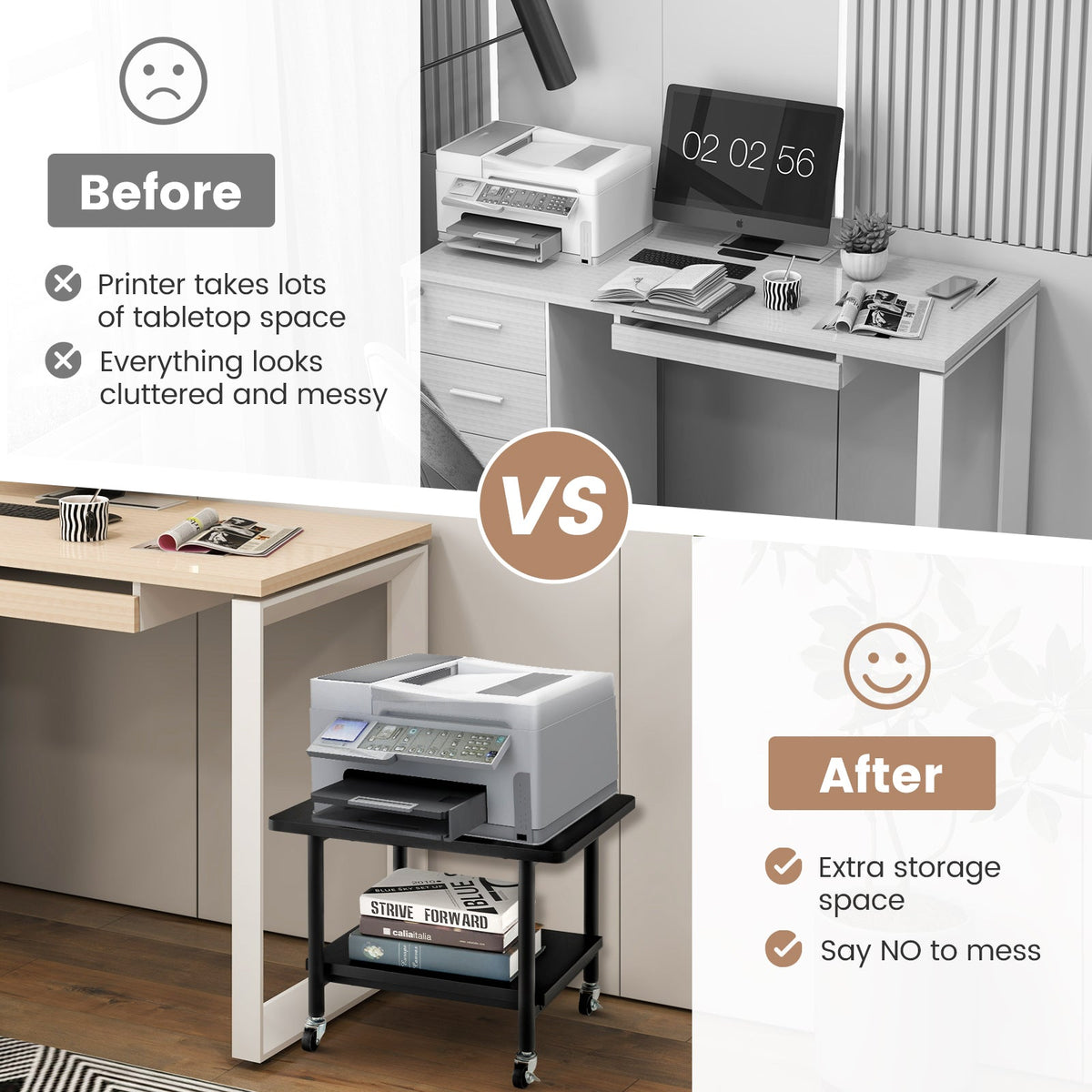 Under Desk Printer Stand with