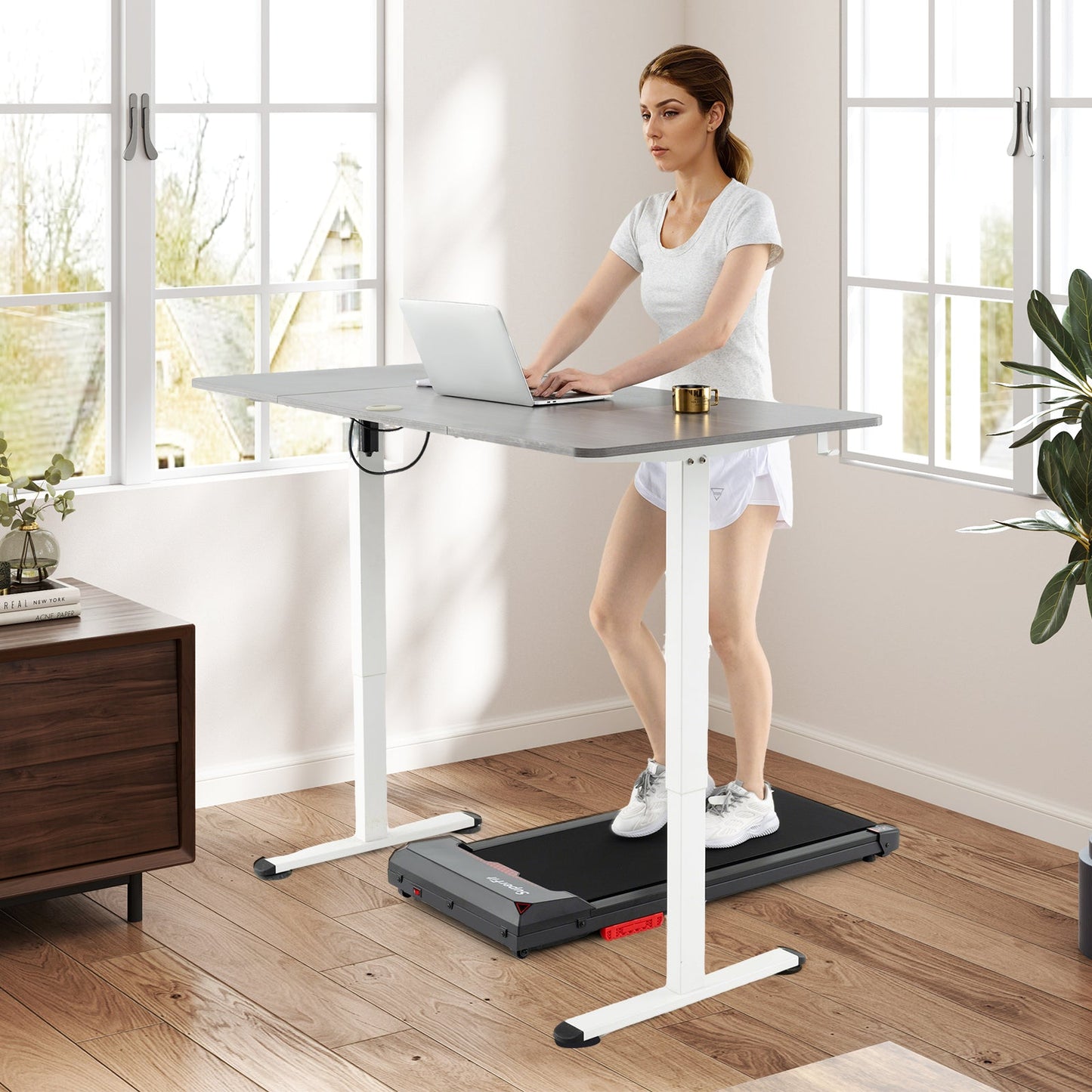 2.5HP Under Desk Treadmill with Remote Control and LED Display-Black