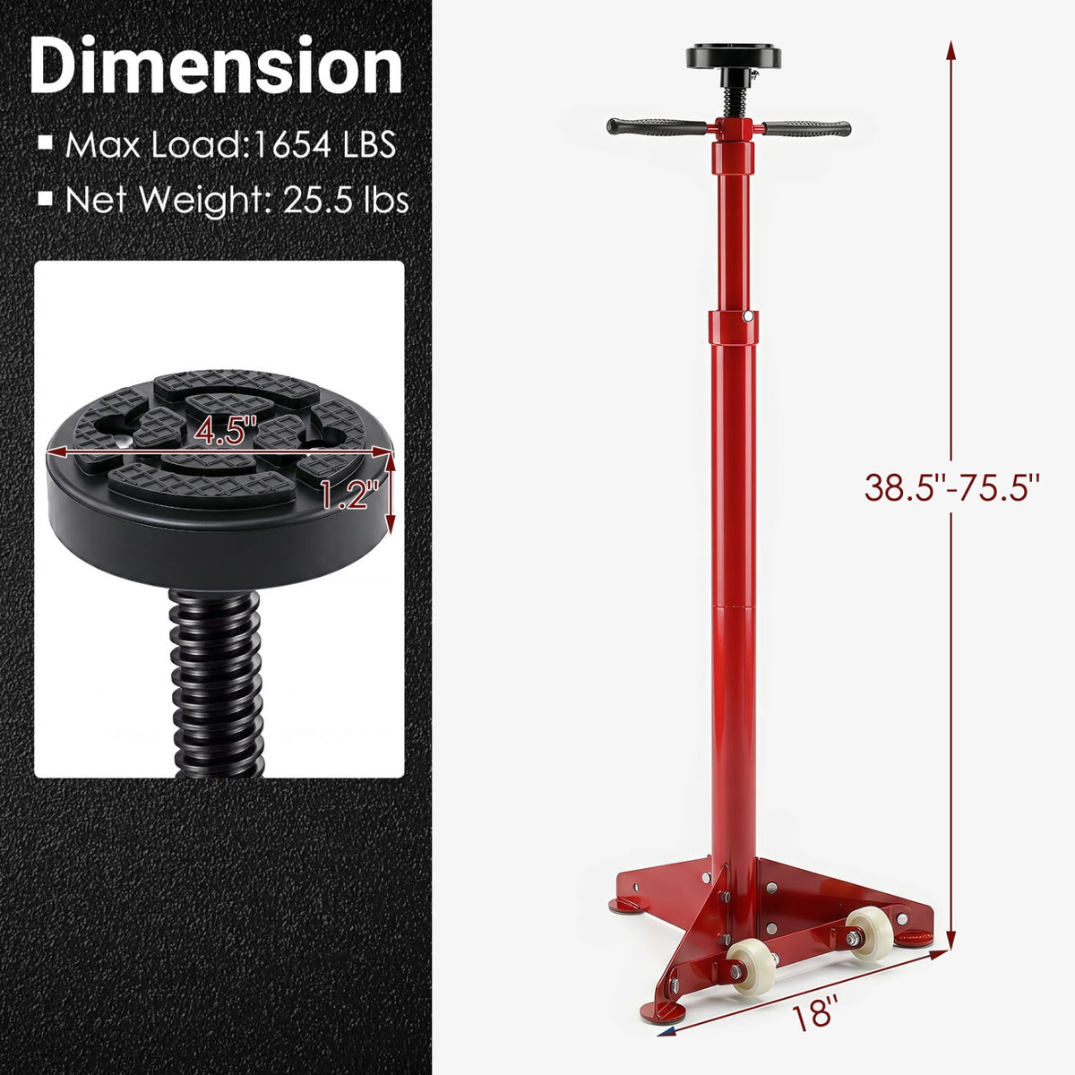 Underhoist Support Stand with Adjustable Height 38.5-75.5 Inch