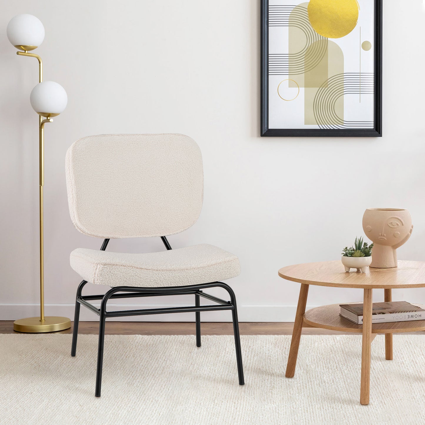 Sherpa Upholstered Accent Chair with Sponge Padding