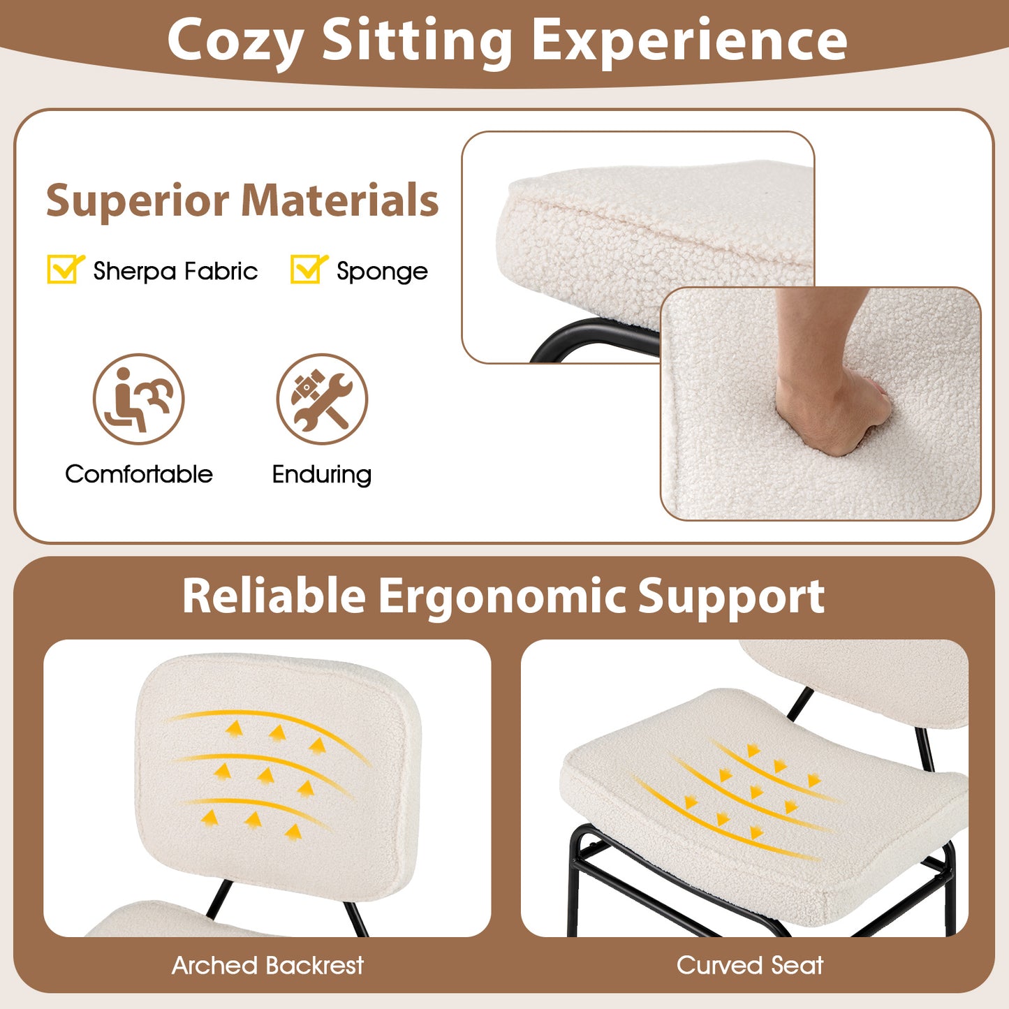 Sherpa Upholstered Accent Chair with Sponge Padding