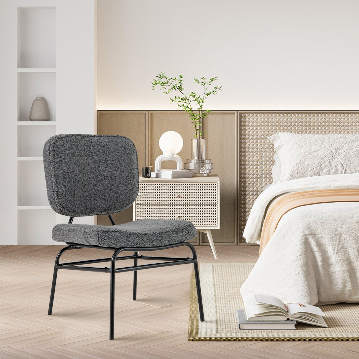 Sherpa Upholstered Accent Chair with Sponge Padding