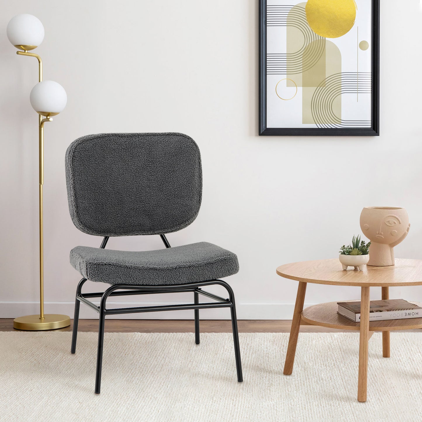 Sherpa Upholstered Accent Chair with Sponge Padding