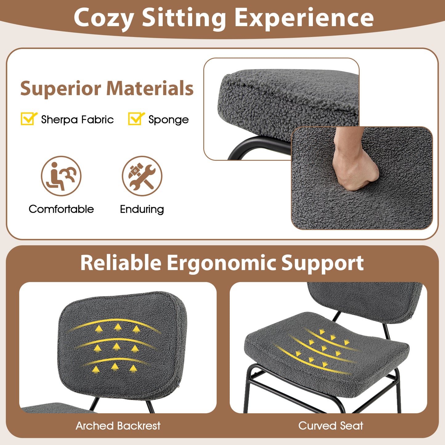 Sherpa Upholstered Accent Chair with Sponge Padding