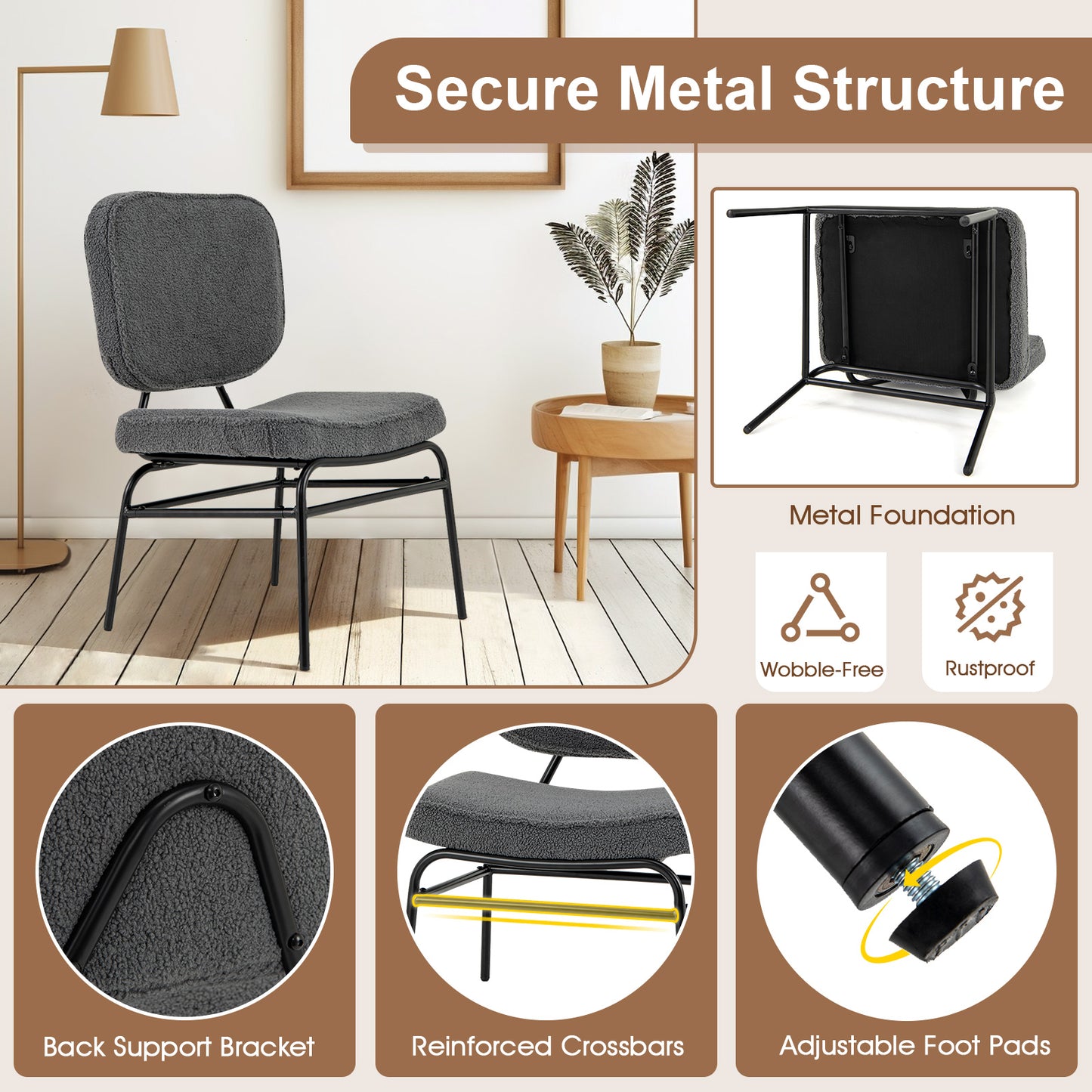 Sherpa Upholstered Accent Chair with Sponge Padding