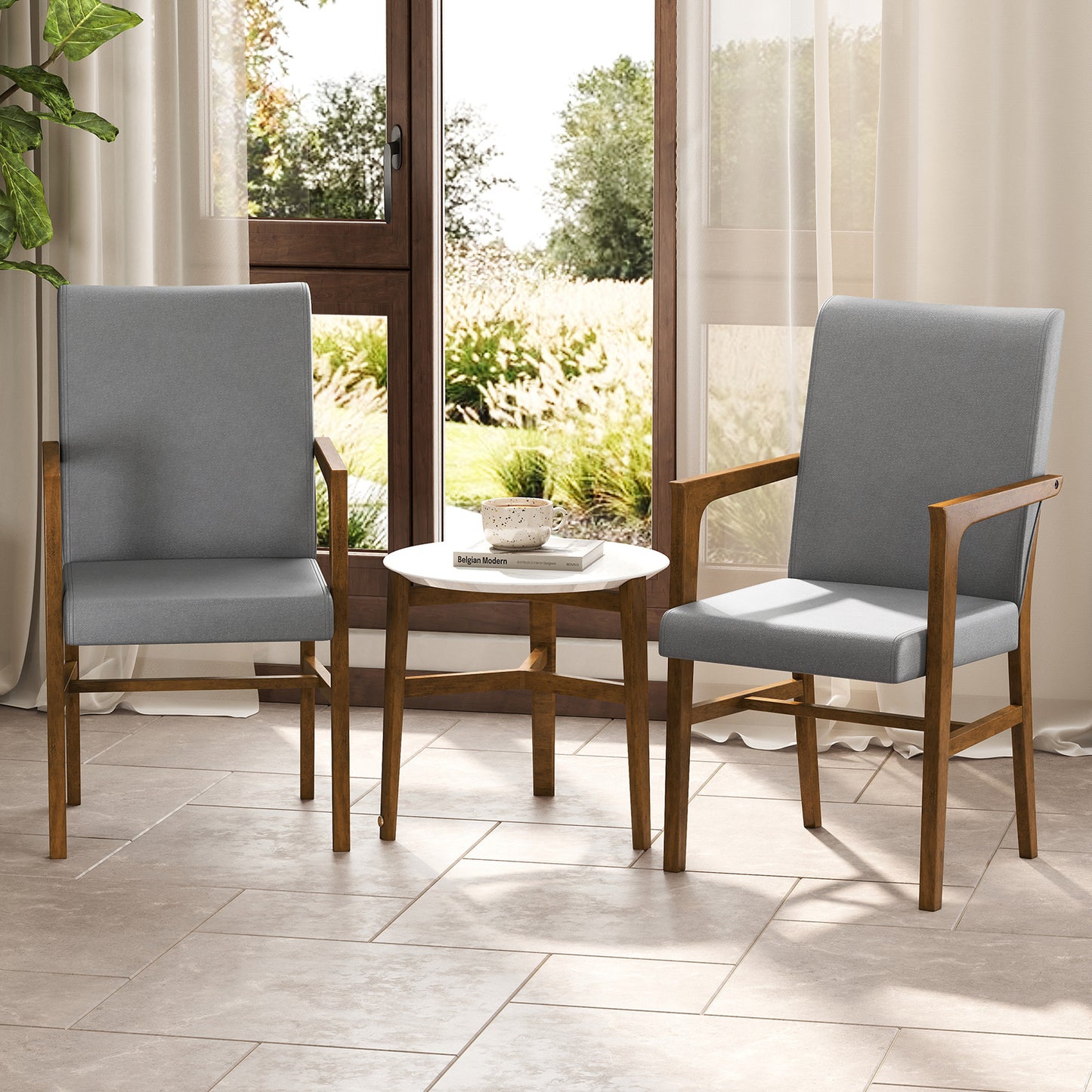 Upholstered Accent Chairs Set of 2 with High Back