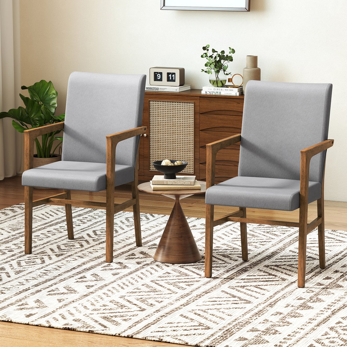 Upholstered Accent Chairs Set of 2 with High Back