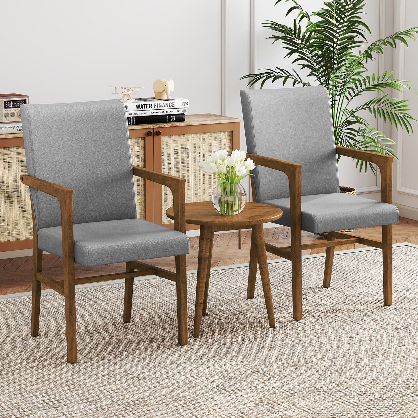 Upholstered Accent Chairs Set of 2 with High Back