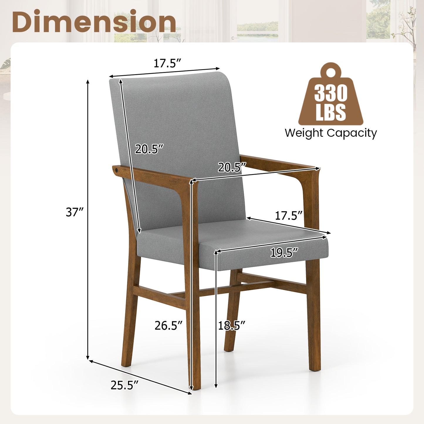 Upholstered Accent Chairs Set of 2 with High Back