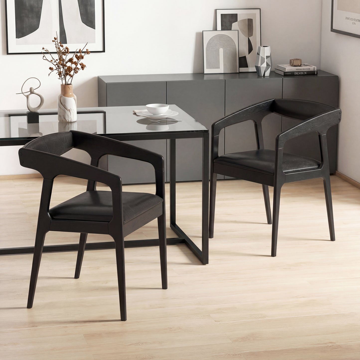 Upholstered Dining Armchairs Set of 2 with Padded Seats
