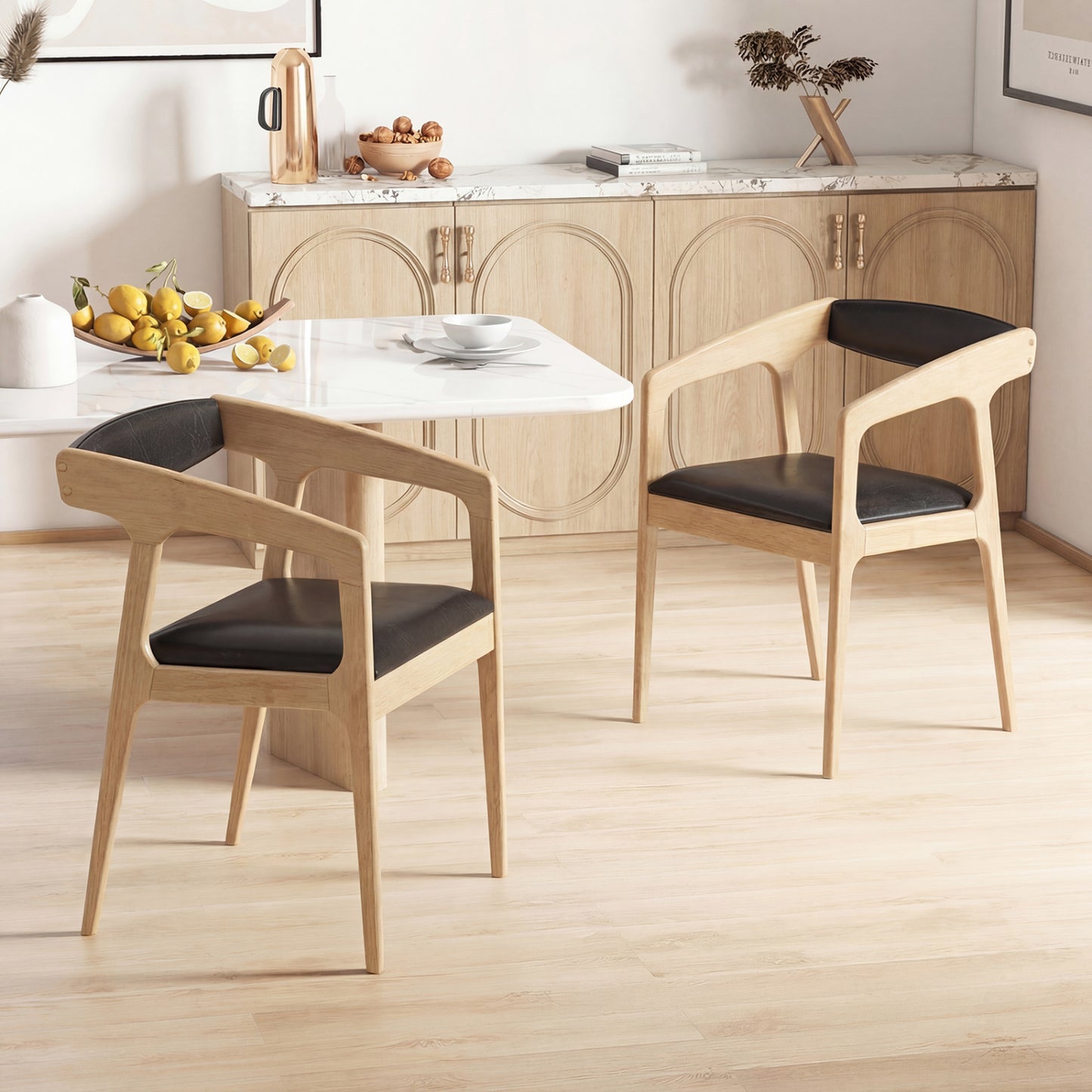 Upholstered Dining Armchairs Set of 2 with Padded Seats