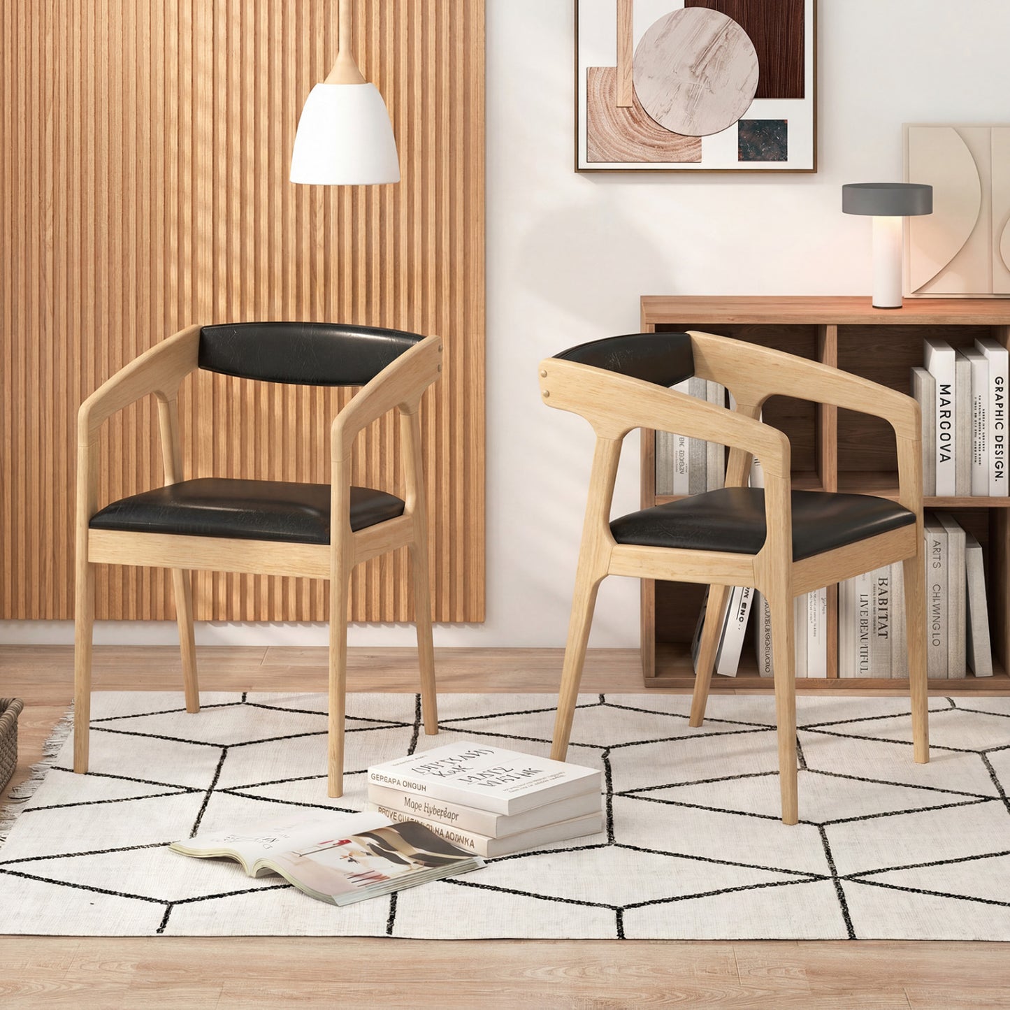 Upholstered Dining Armchairs Set of 2 with Padded Seats
