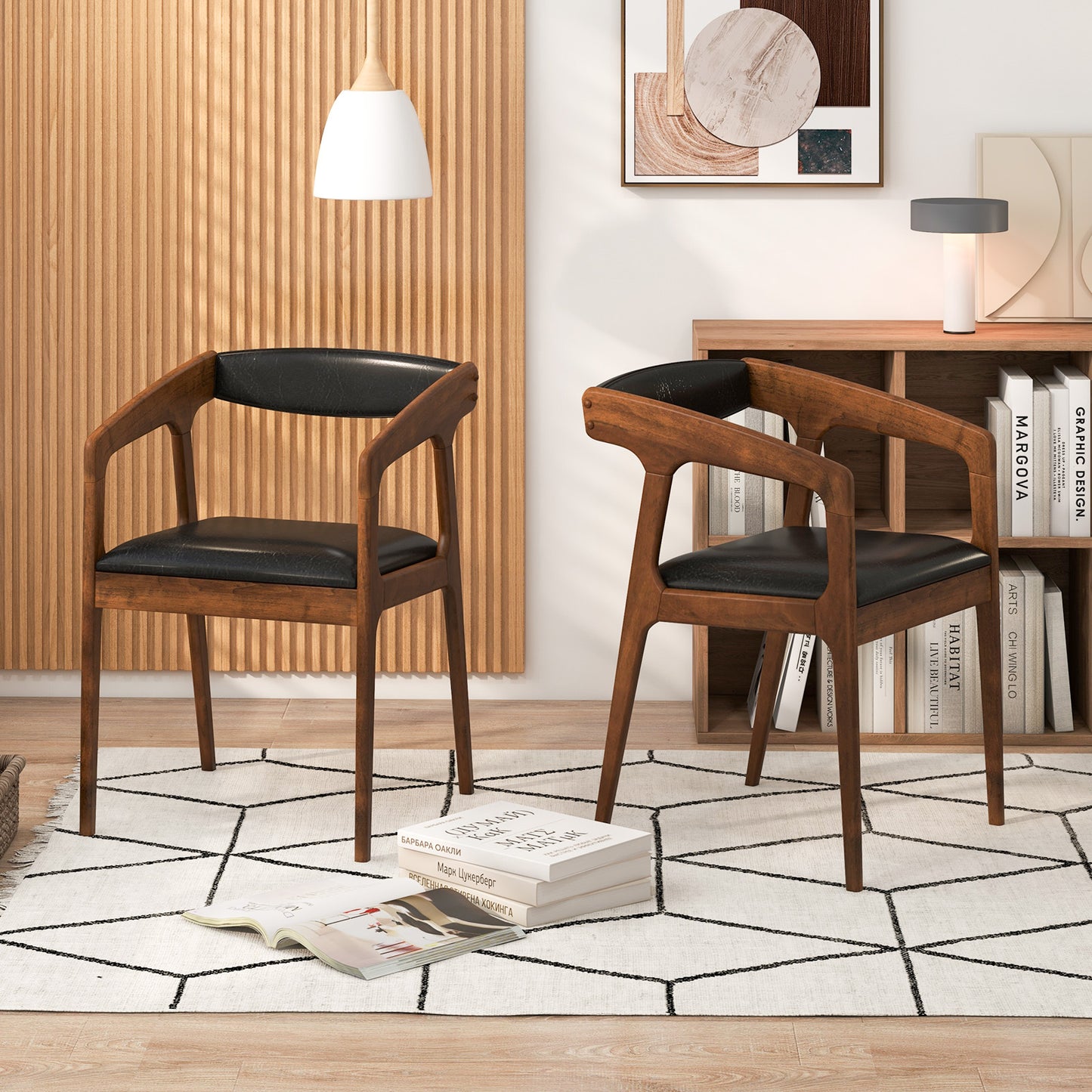 Upholstered Dining Armchairs Set of 2 with Padded Seats