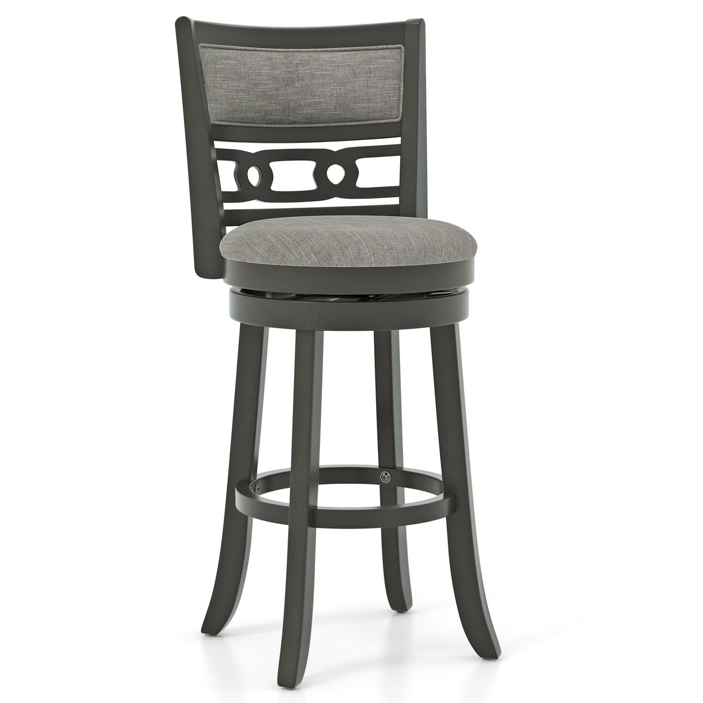 Bar Height Swivel Bar Stool with Wooden Frame and Footrest