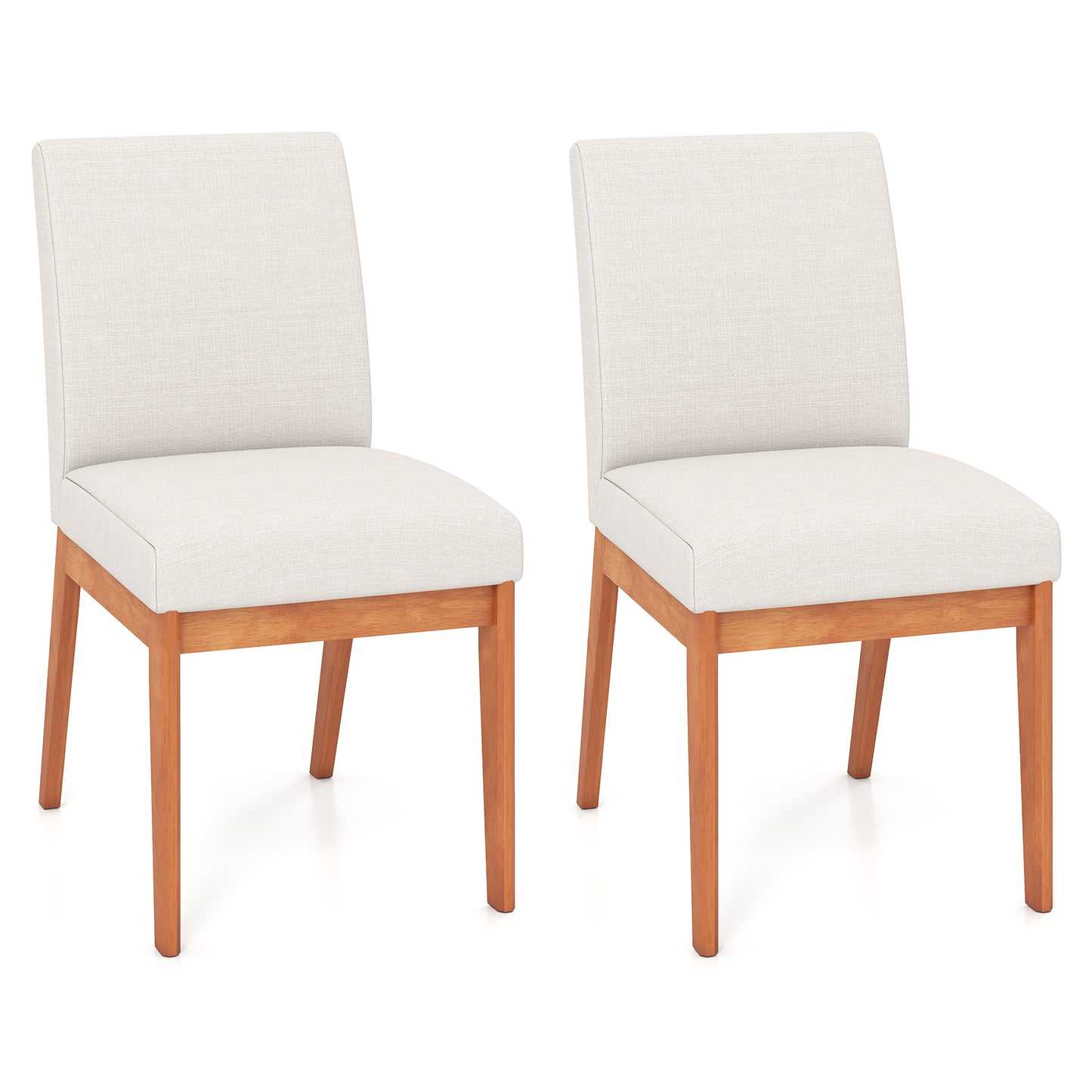 Upholstered Dining Chairs Set of 2 with Rubber Wood Legs