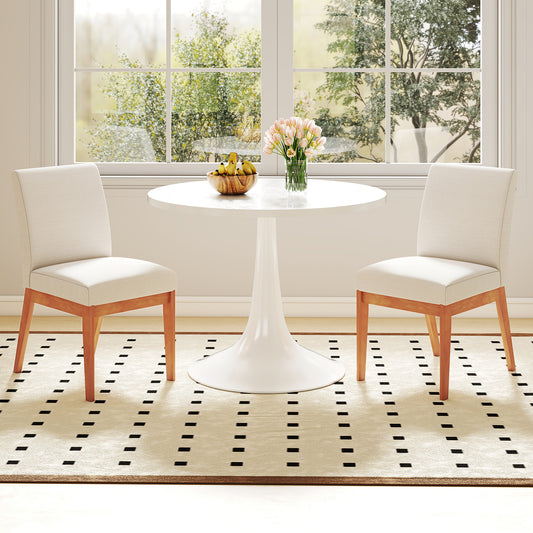 Upholstered Dining Chairs Set of 2 with Rubber Wood Legs