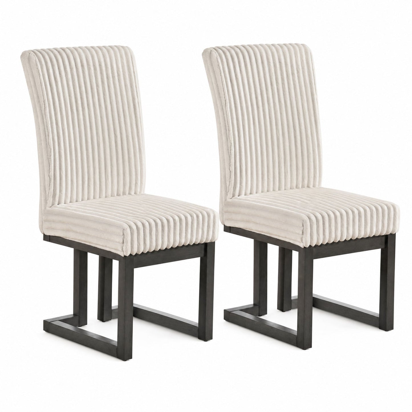 Upholstered Dining Chairs Set of 2 with Rubber Wood Legs