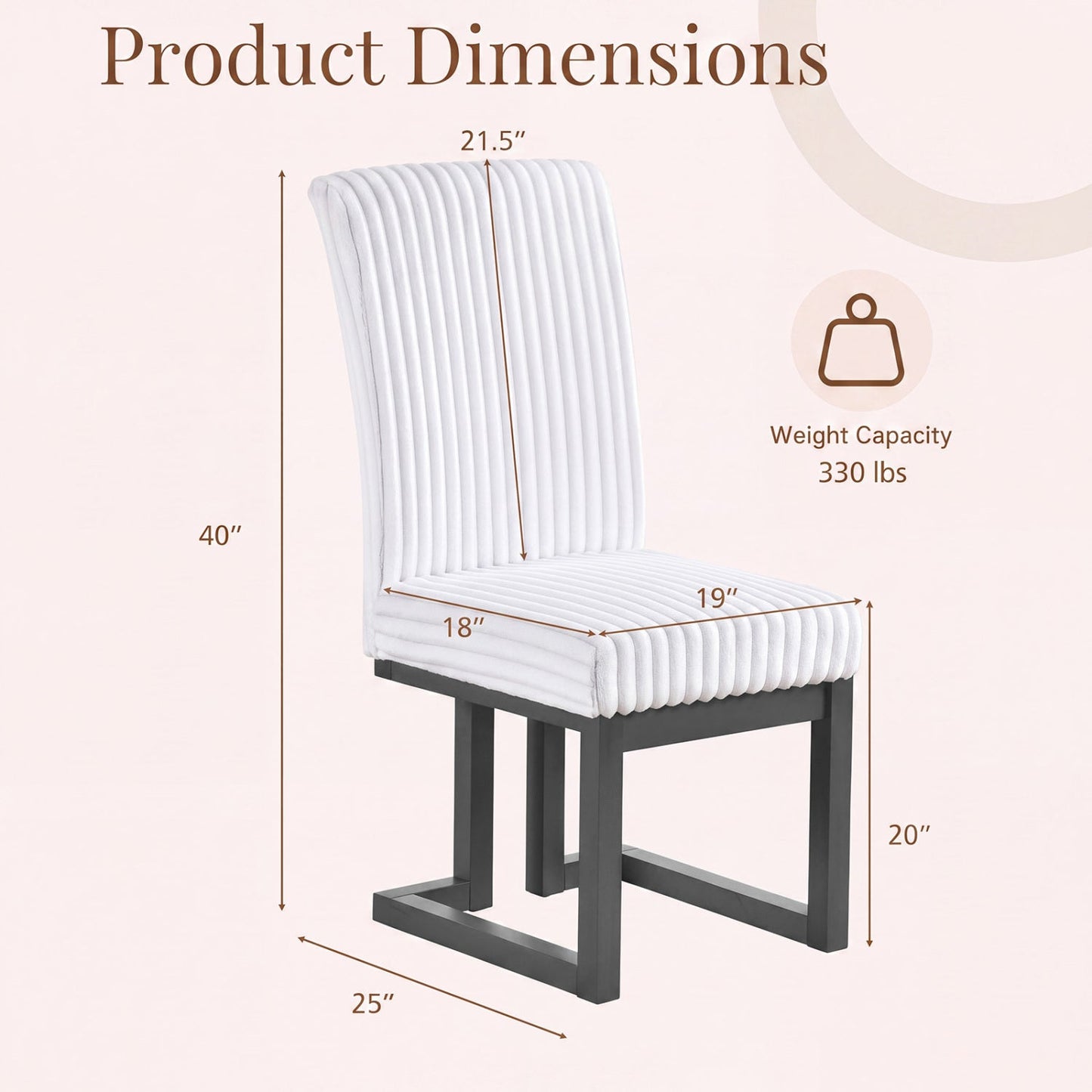 Upholstered Dining Chairs Set of 2 with Rubber Wood Legs