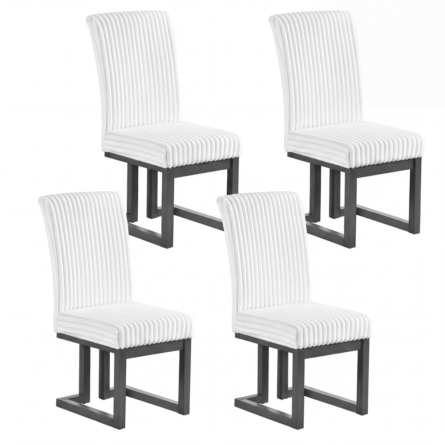 Upholstered Dining Chairs Set of 4 with Rubber Wood Legs
