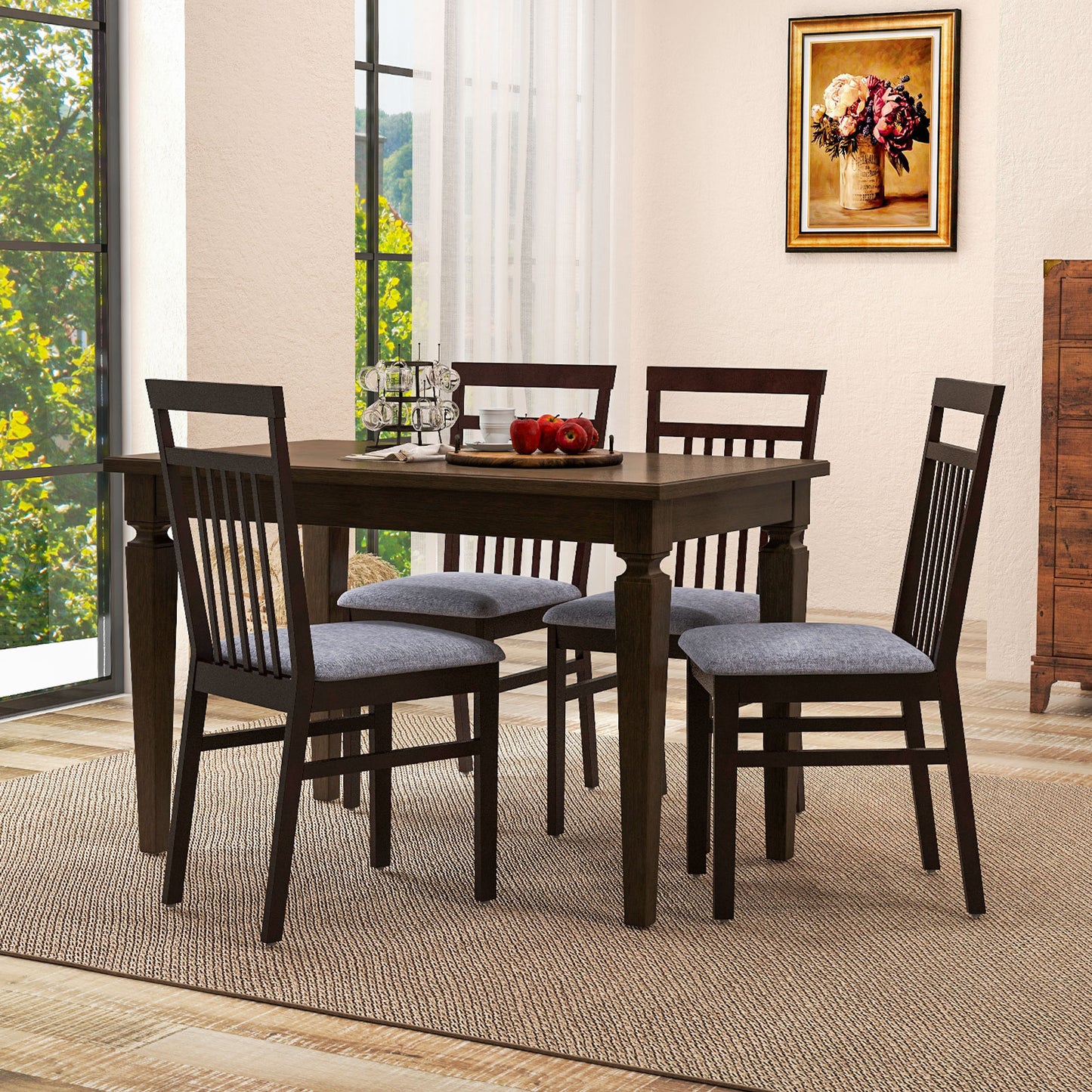 Upholstered Dining Chair Set of 2 with High Backrest