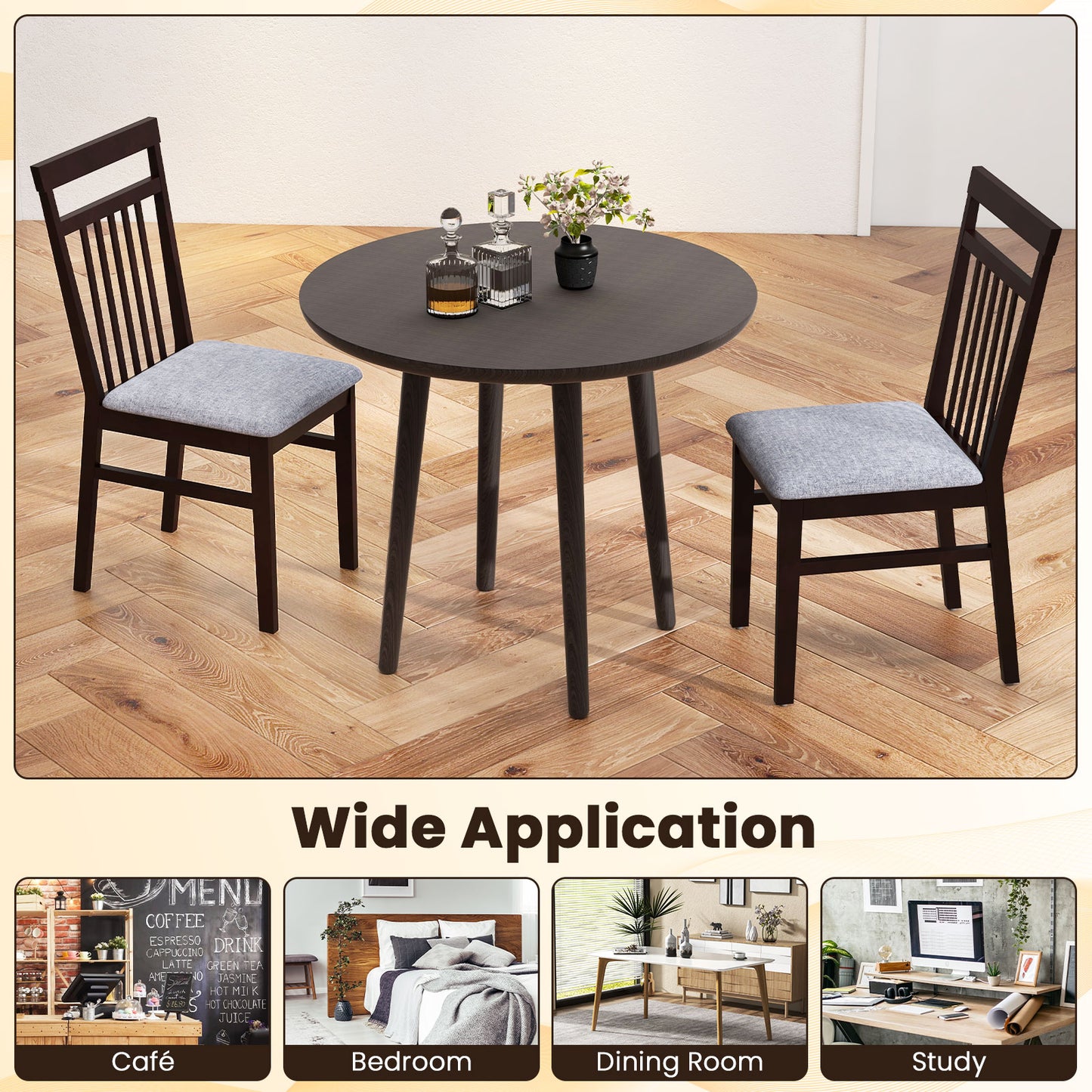 Upholstered Dining Chair Set of 2 with High Backrest