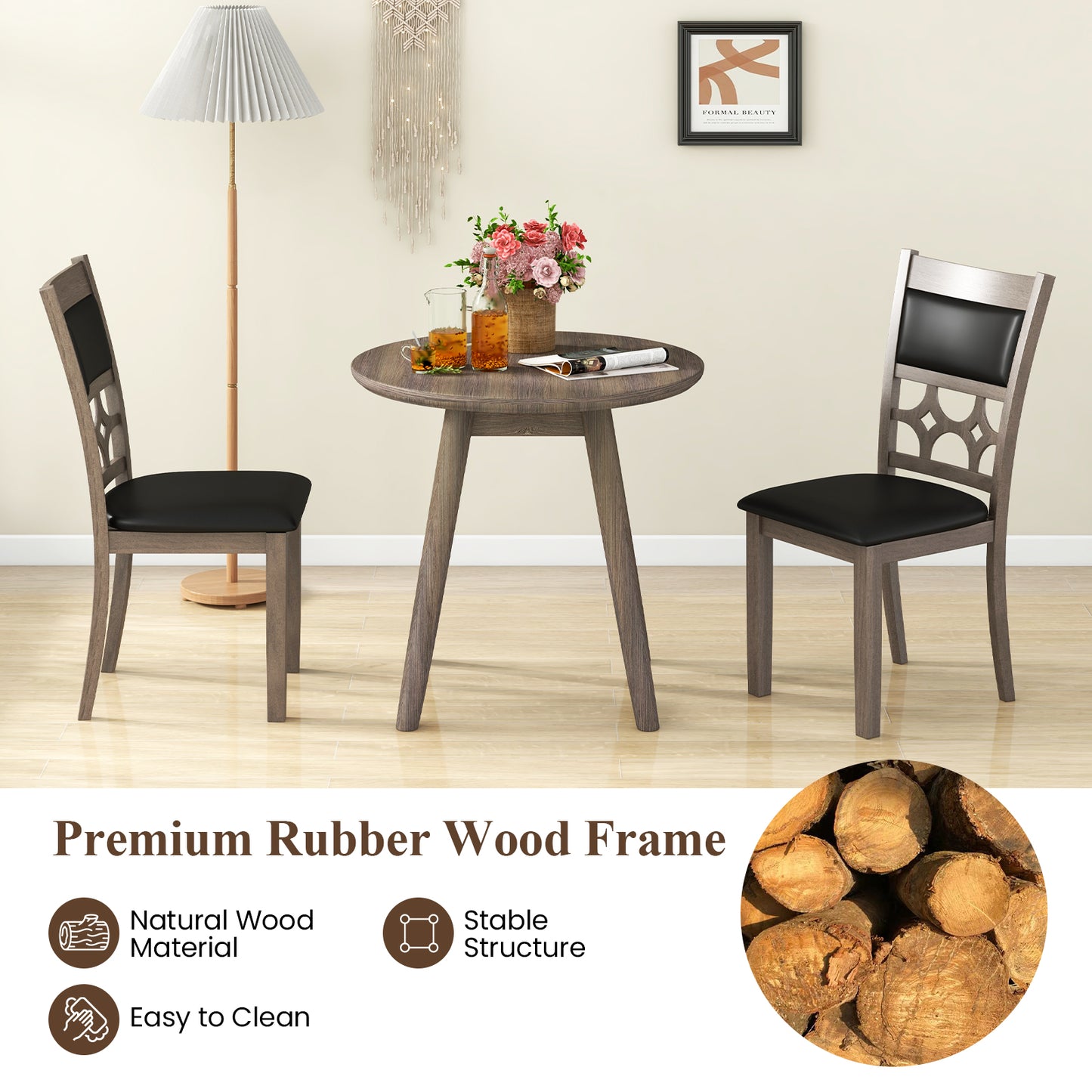 Upholstered Dining Chairs Set of 2 with Padded Backrest