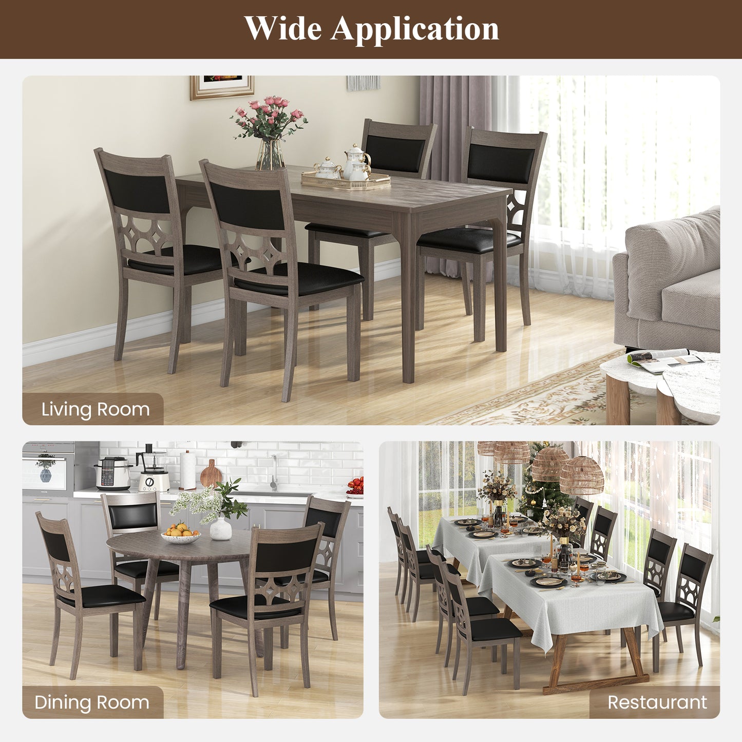Upholstered Dining Chairs Set of 2 with Padded Backrest