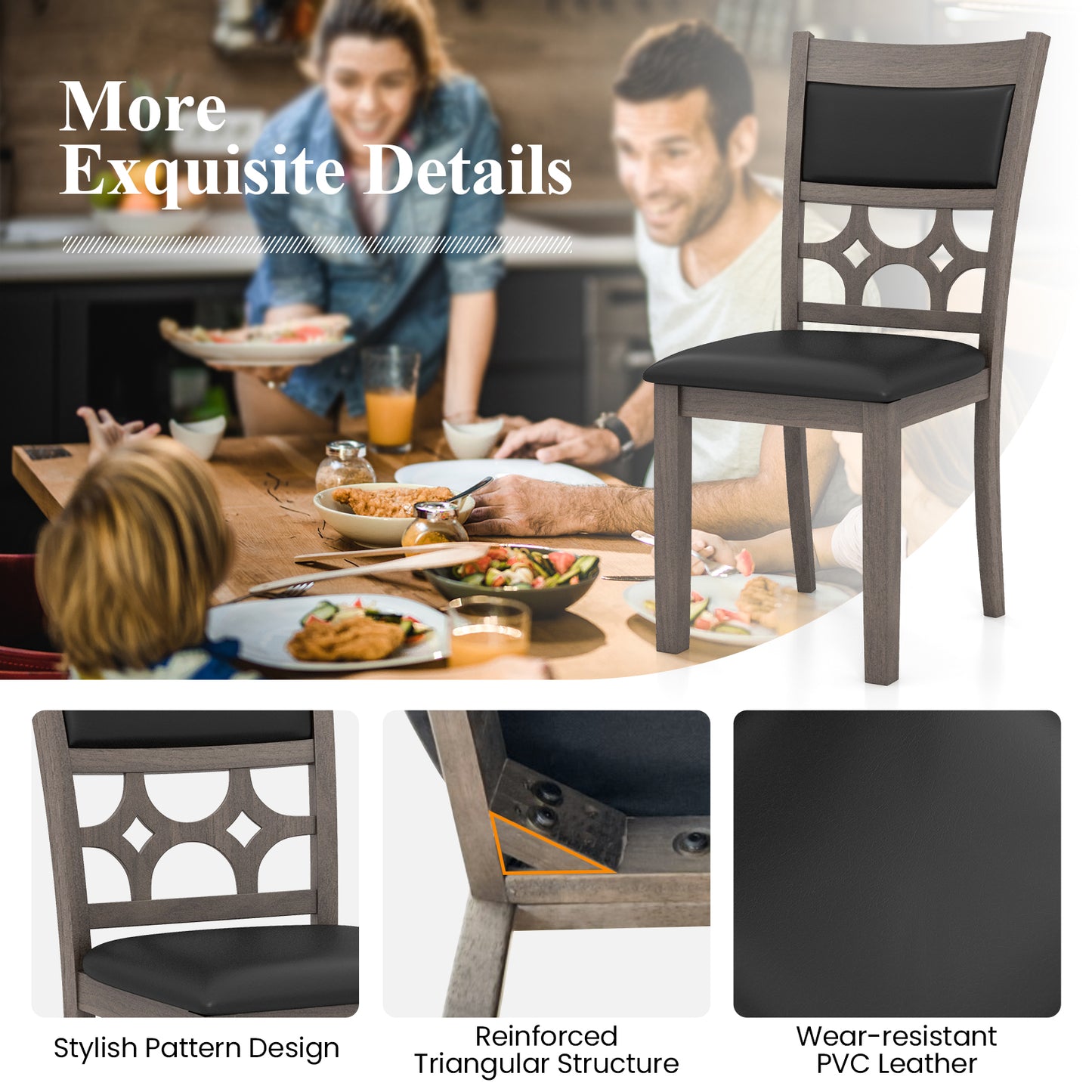Upholstered Dining Chairs Set of 2 with Padded Backrest