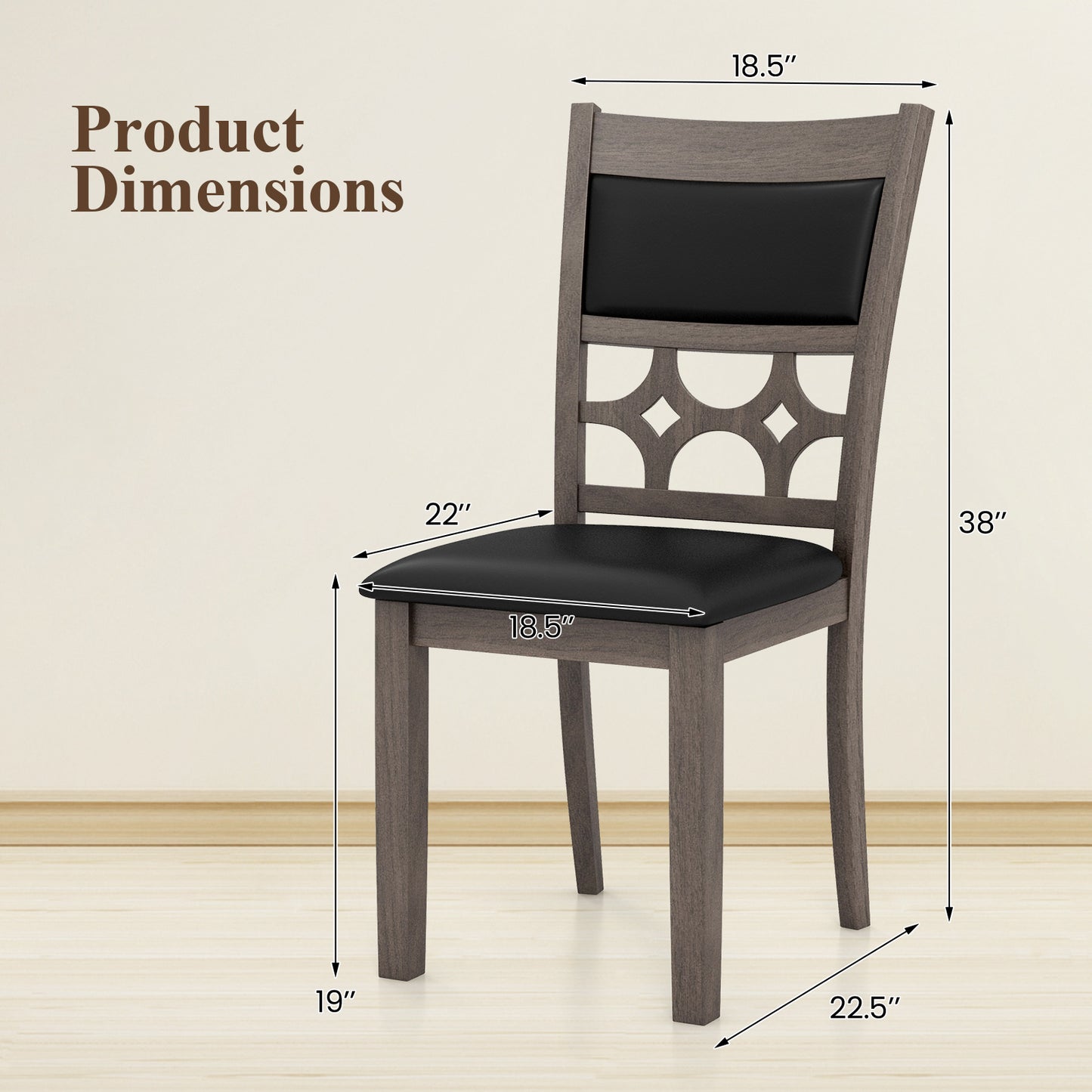 Upholstered Dining Chairs Set of 2 with Padded Backrest