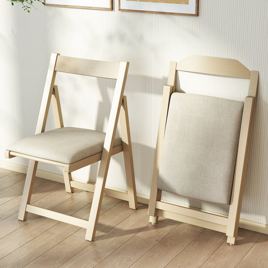 Folding Upholstered Dining Chairs Set of 4 with Curved Backrest