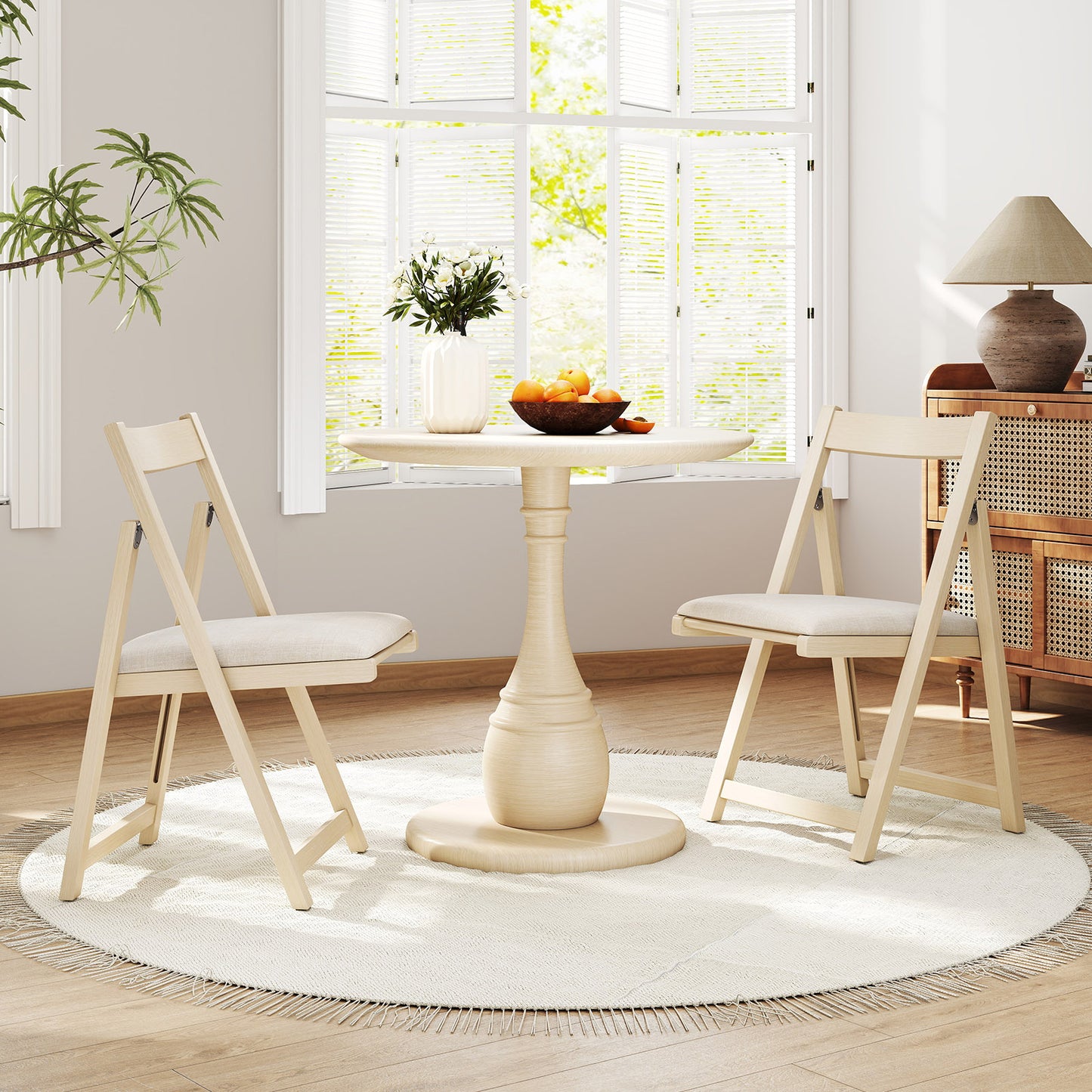 Folding Upholstered Dining Chairs Set of 4 with Curved Backrest