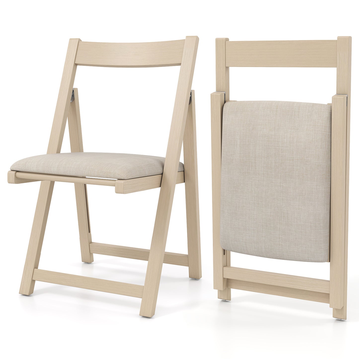 Folding Upholstered Dining Chairs Set of 4 with Curved Backrest