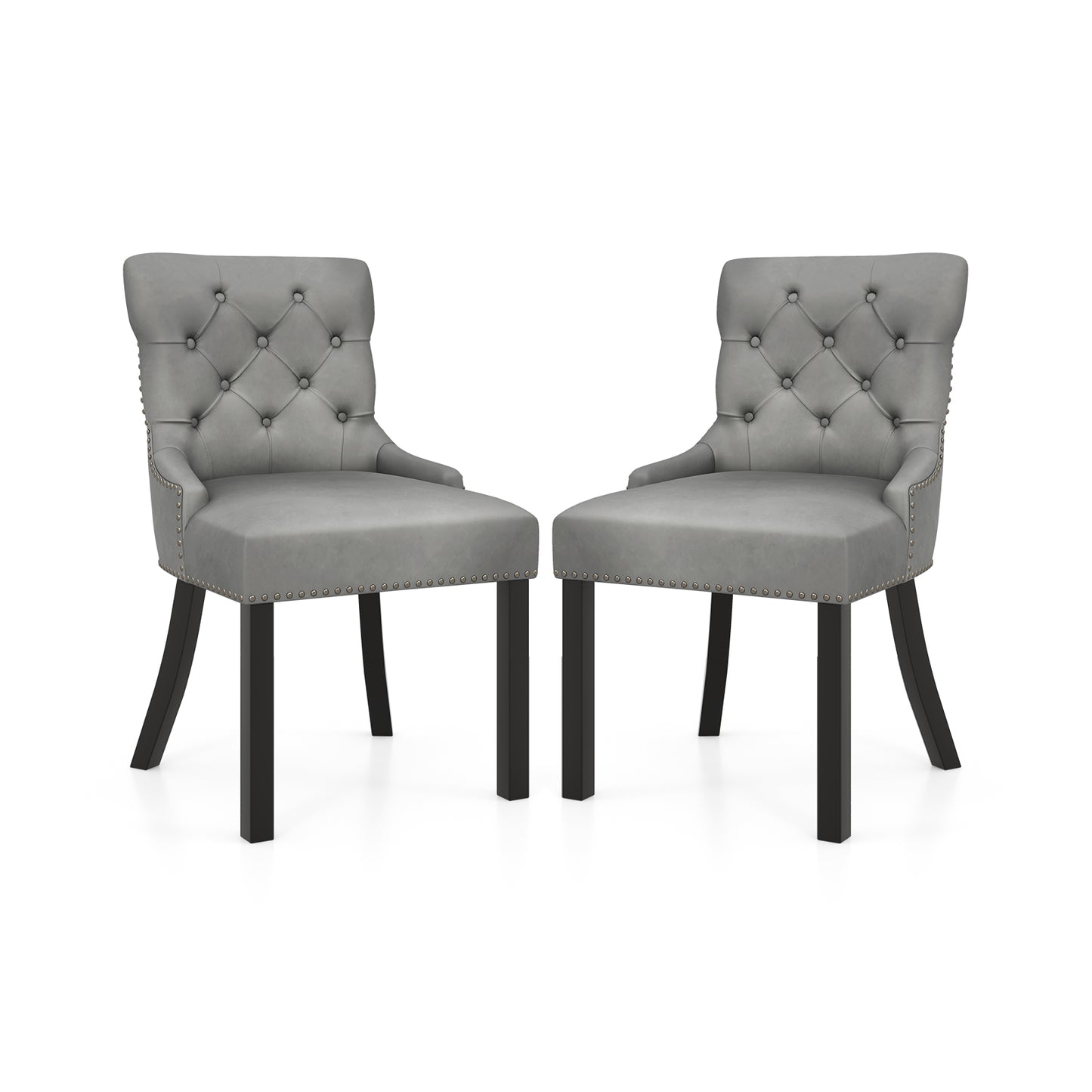 Tufted Wingback Dining Chairs Set of 2 with Nailhead Trim