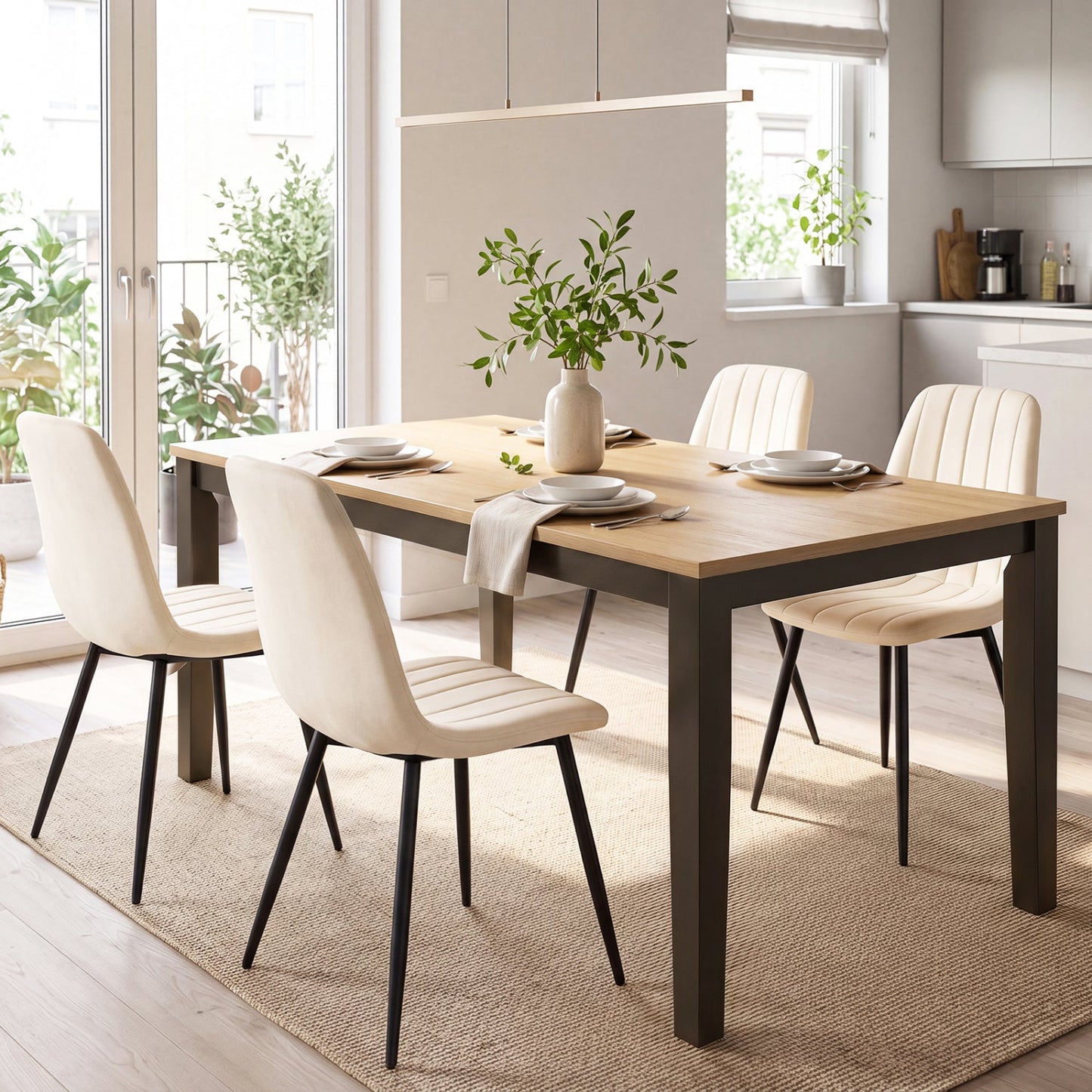 Upholstered Dining Chairs Set of 4 with Metal Legs