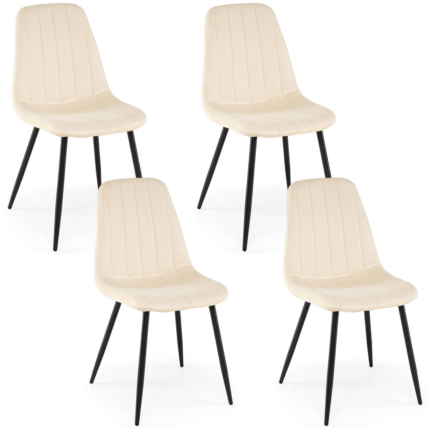 Upholstered Dining Chairs Set of 4 with Metal Legs